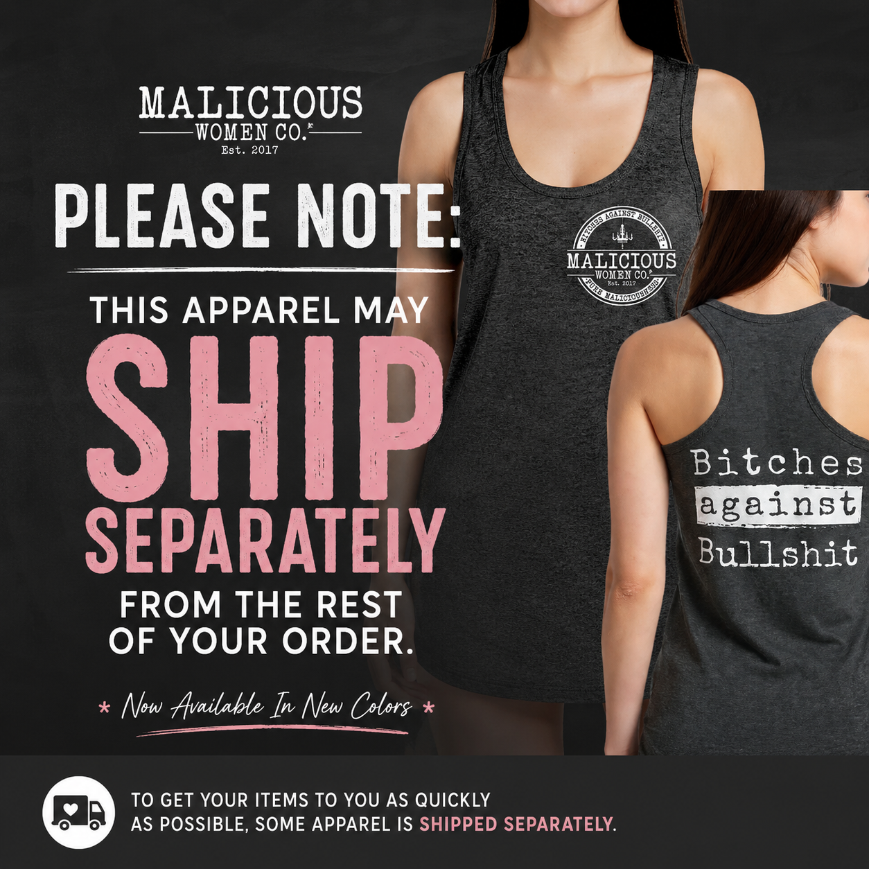 Bitches Against Bullshit Malicious Women's Racerback Tank