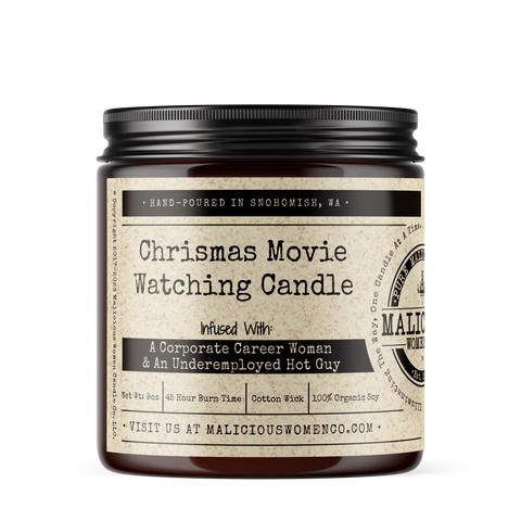 Christmas Movie Watching Candle - Infused With: "A Corporate Career Woman & An Underemployed Hot Guy" Scent: Mint Hot Chocolate & Pine