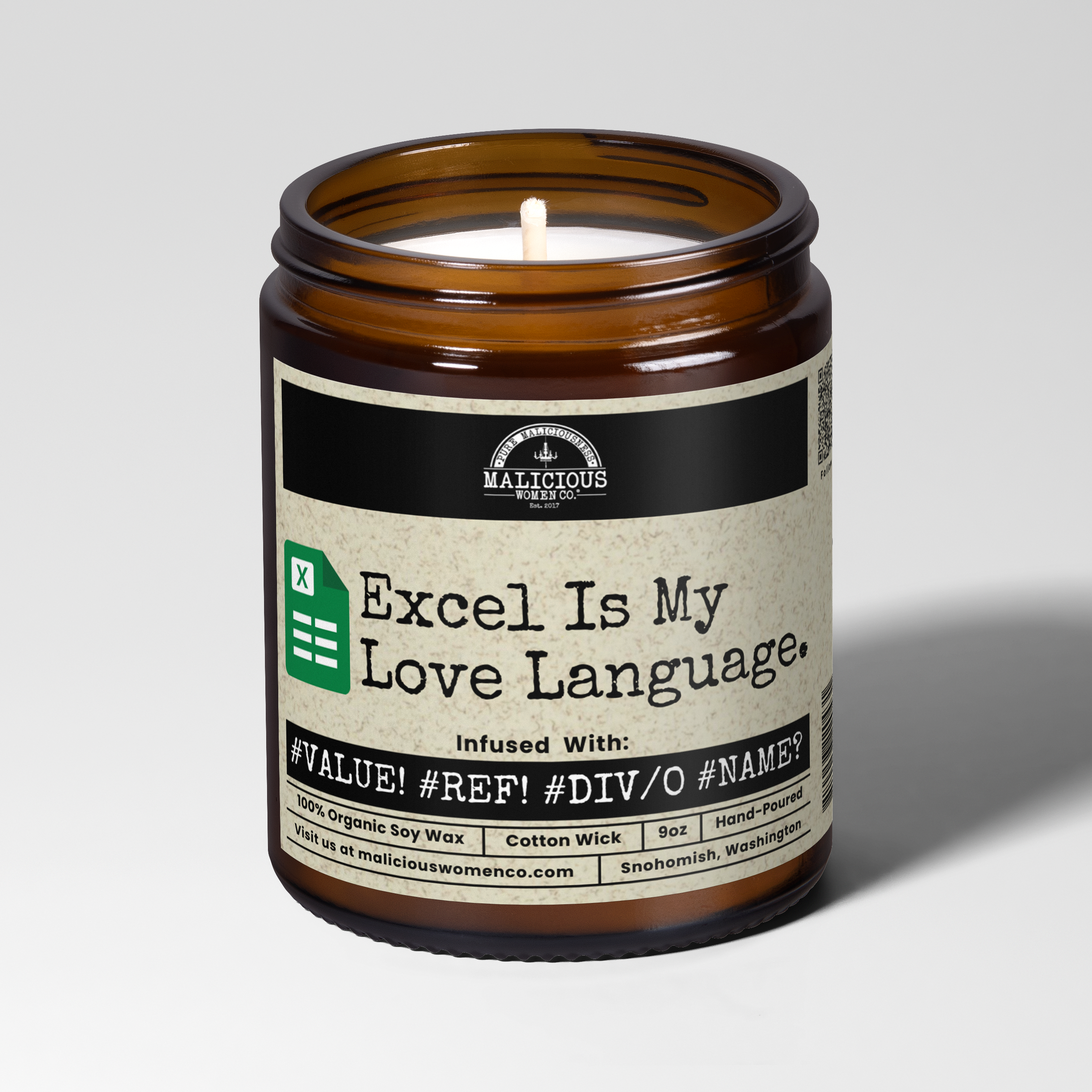 Excel Is My Love Language 9oz Work Candle Malicious Women Co