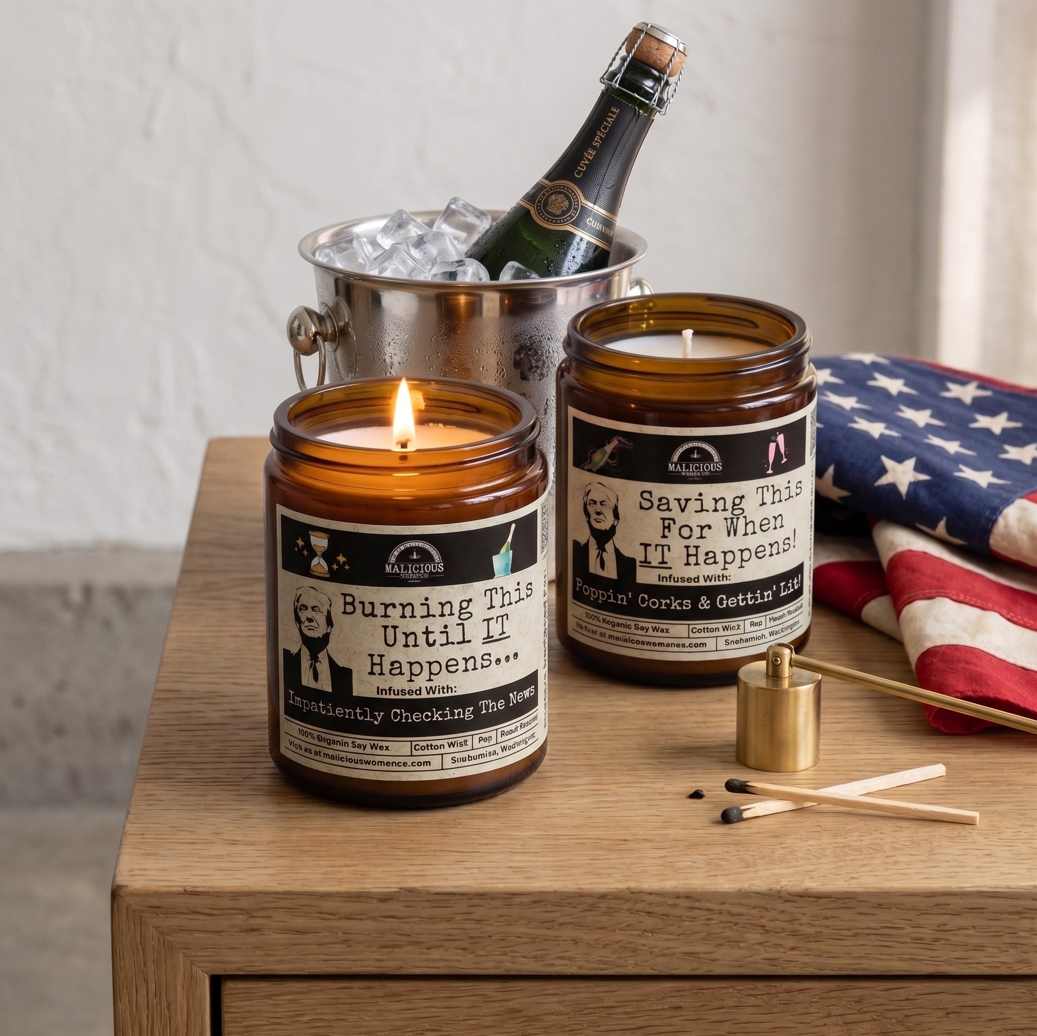 For Trump Bundle: 2 9oz Soy Political Candles Malicious Women Co