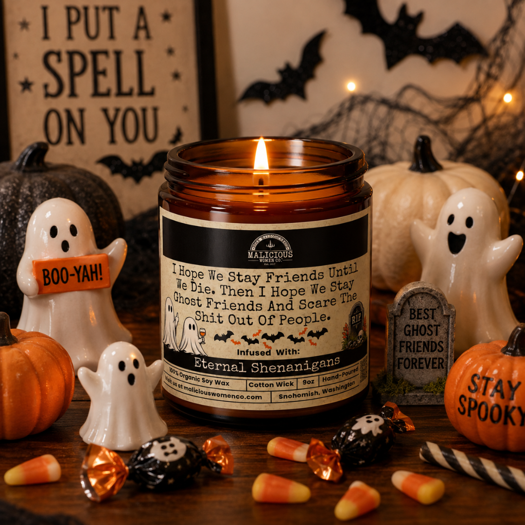 Stay Ghost Friends | 9oz Seasonal Candle | Malicious Women Co