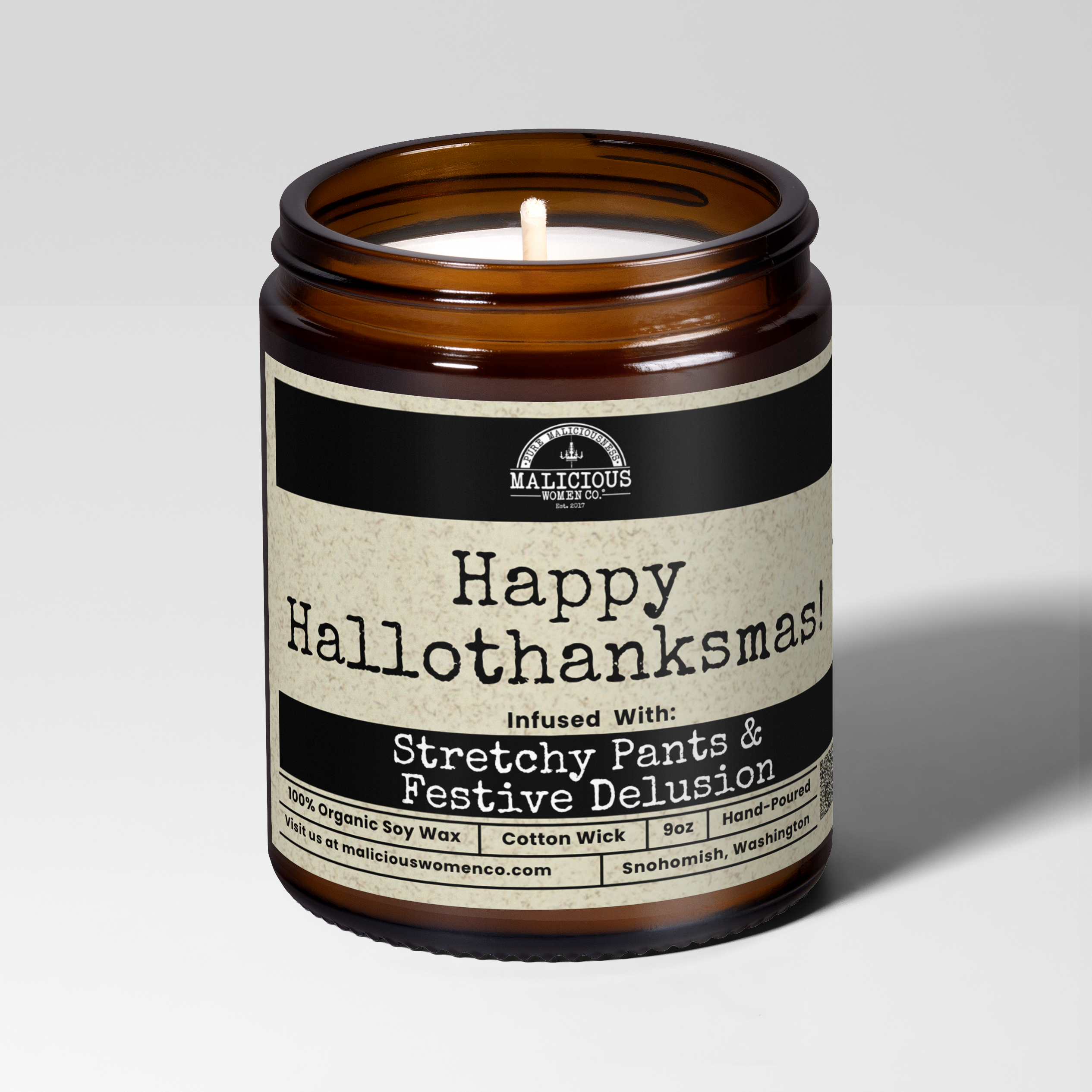 Happy Hallothanksmas | 9oz Seasonal Candle | Malicious Women Co