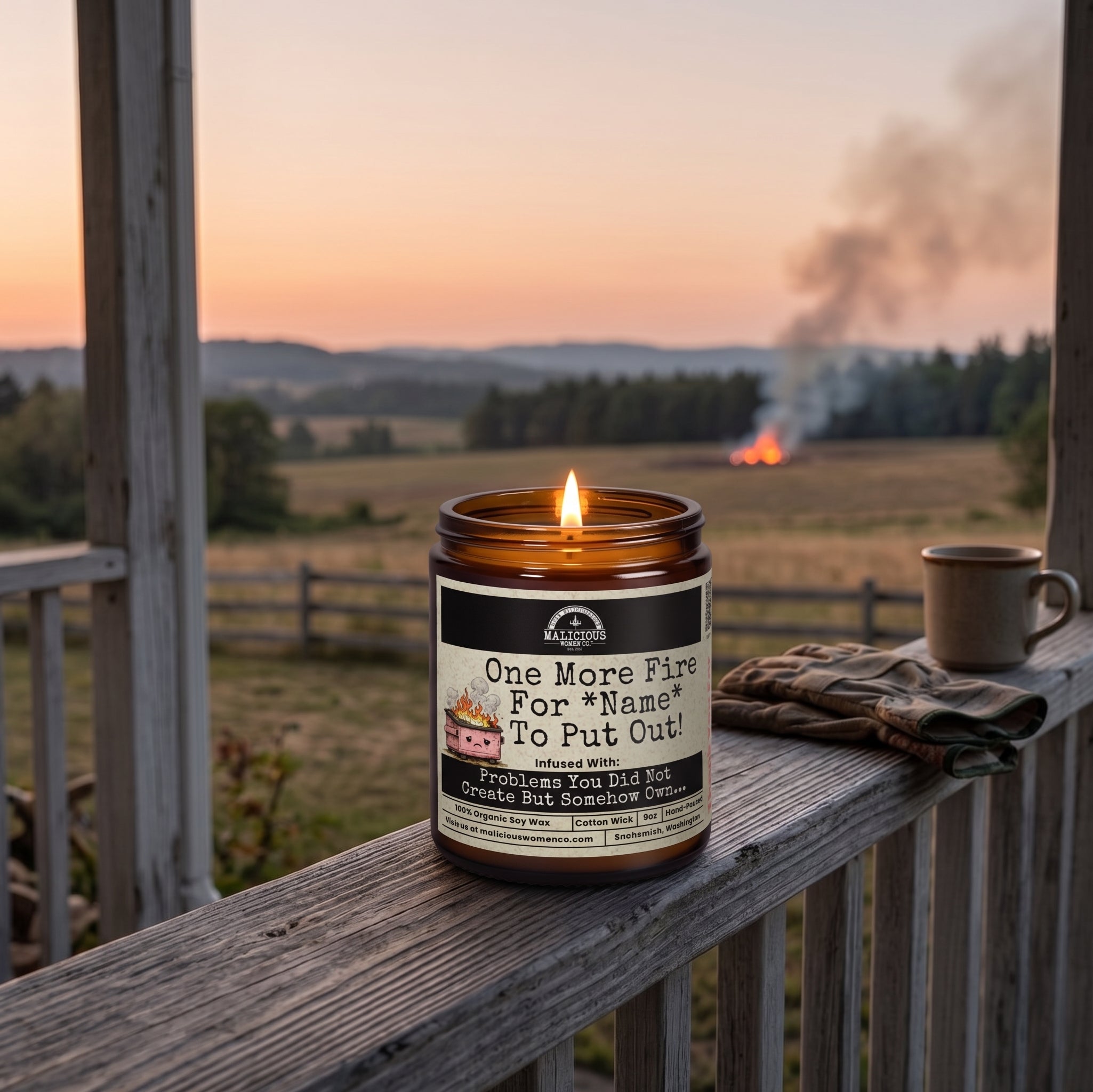 One More Fire *Custom Name* | 9oz Funny Mental Health Candle | Malicio