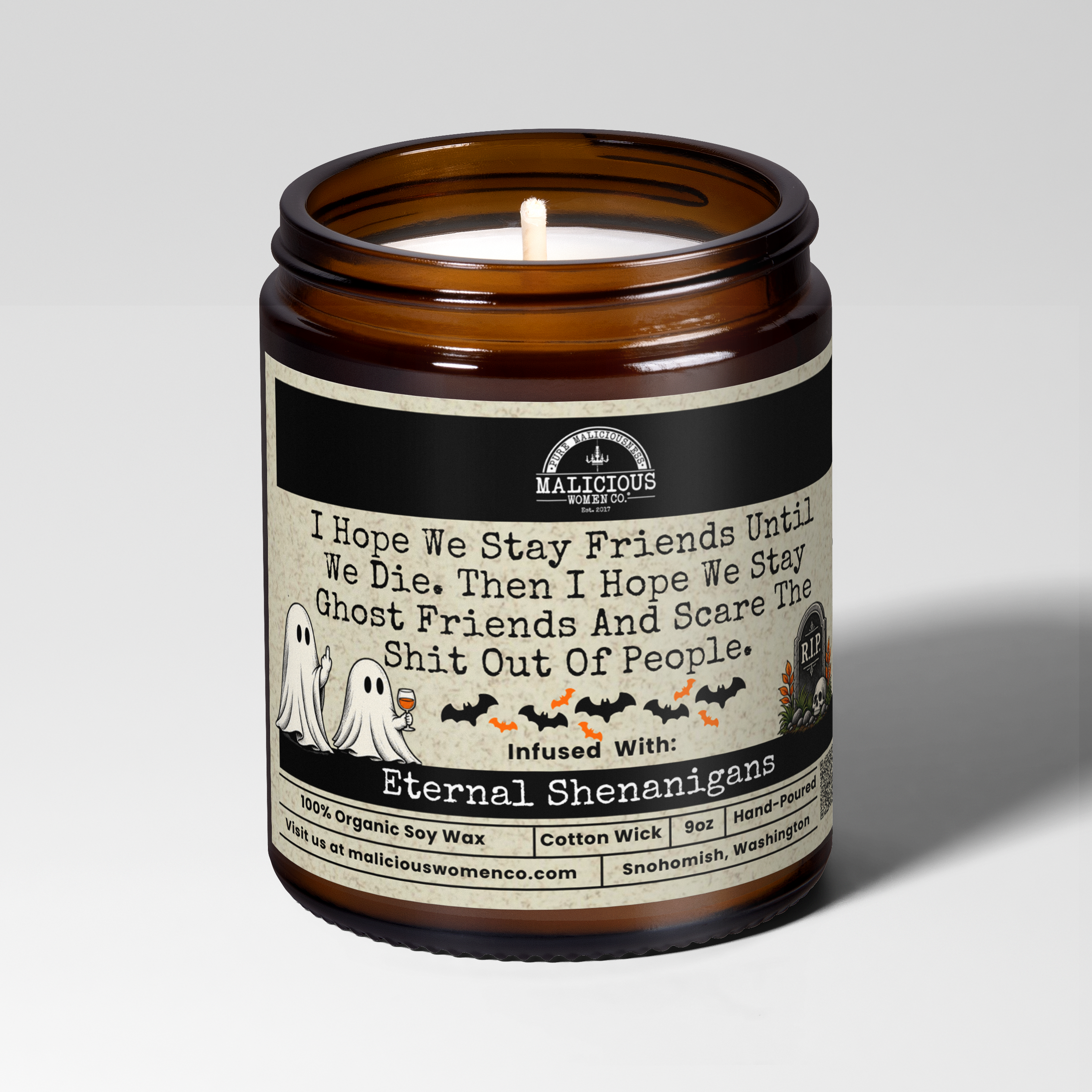Stay Ghost Friends | 9oz Seasonal Candle | Malicious Women Co