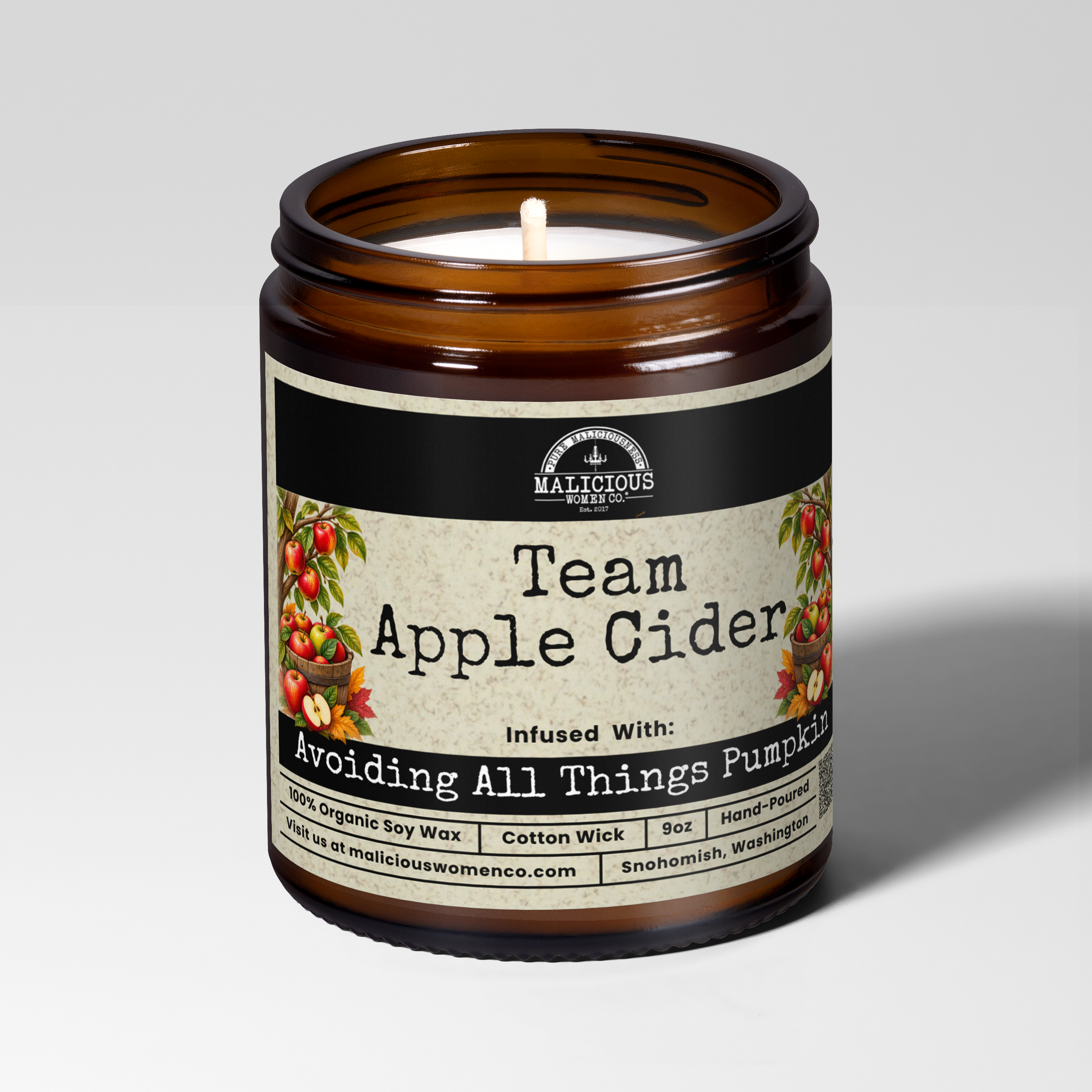 Team Apple Cider | 9oz Seasonal Candle | Malicious Women Co