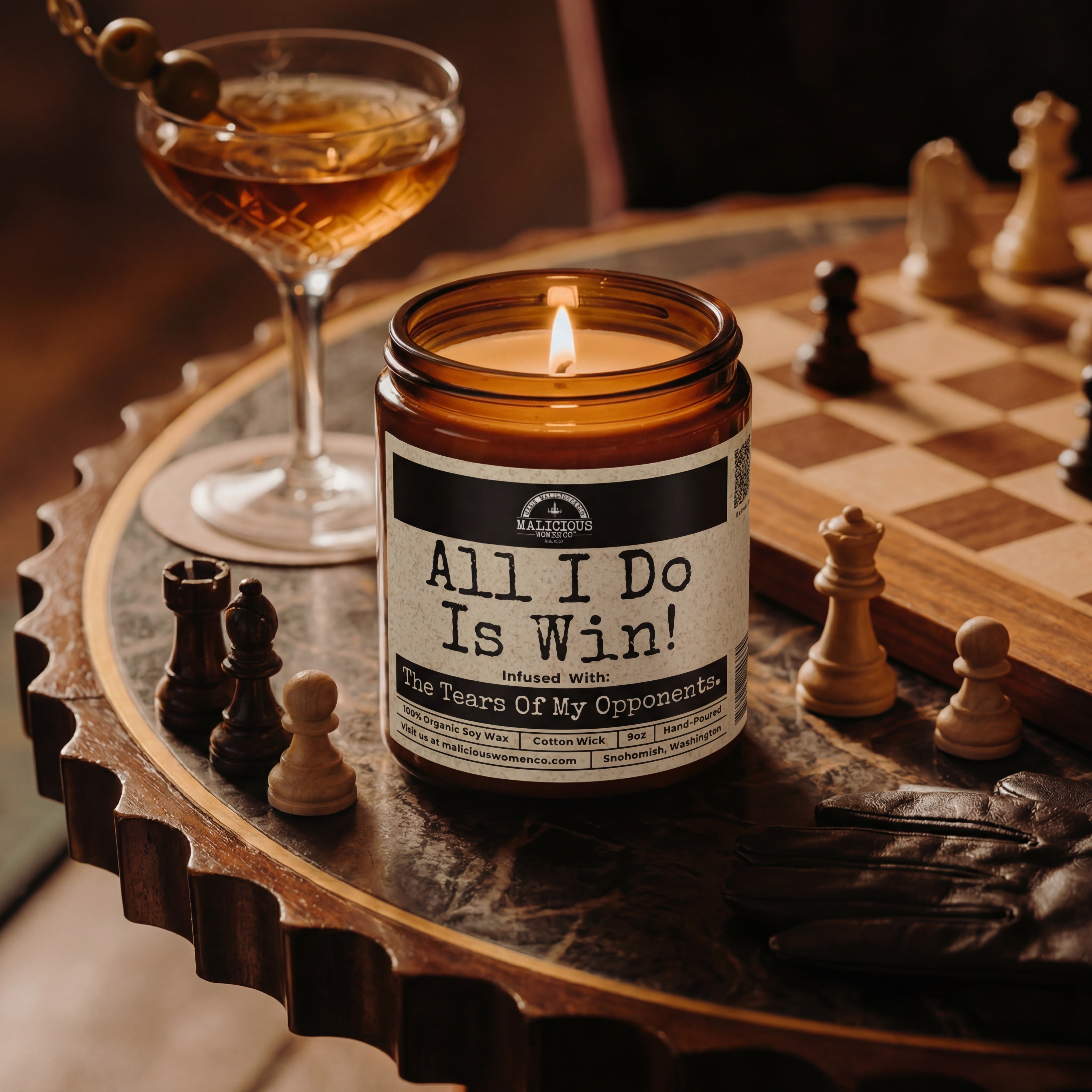 All I Do Is Win | Scent: Black Plum & Fig | 9oz Funny Candle | Malicious Women Co - Malicious Women Co. -Candle