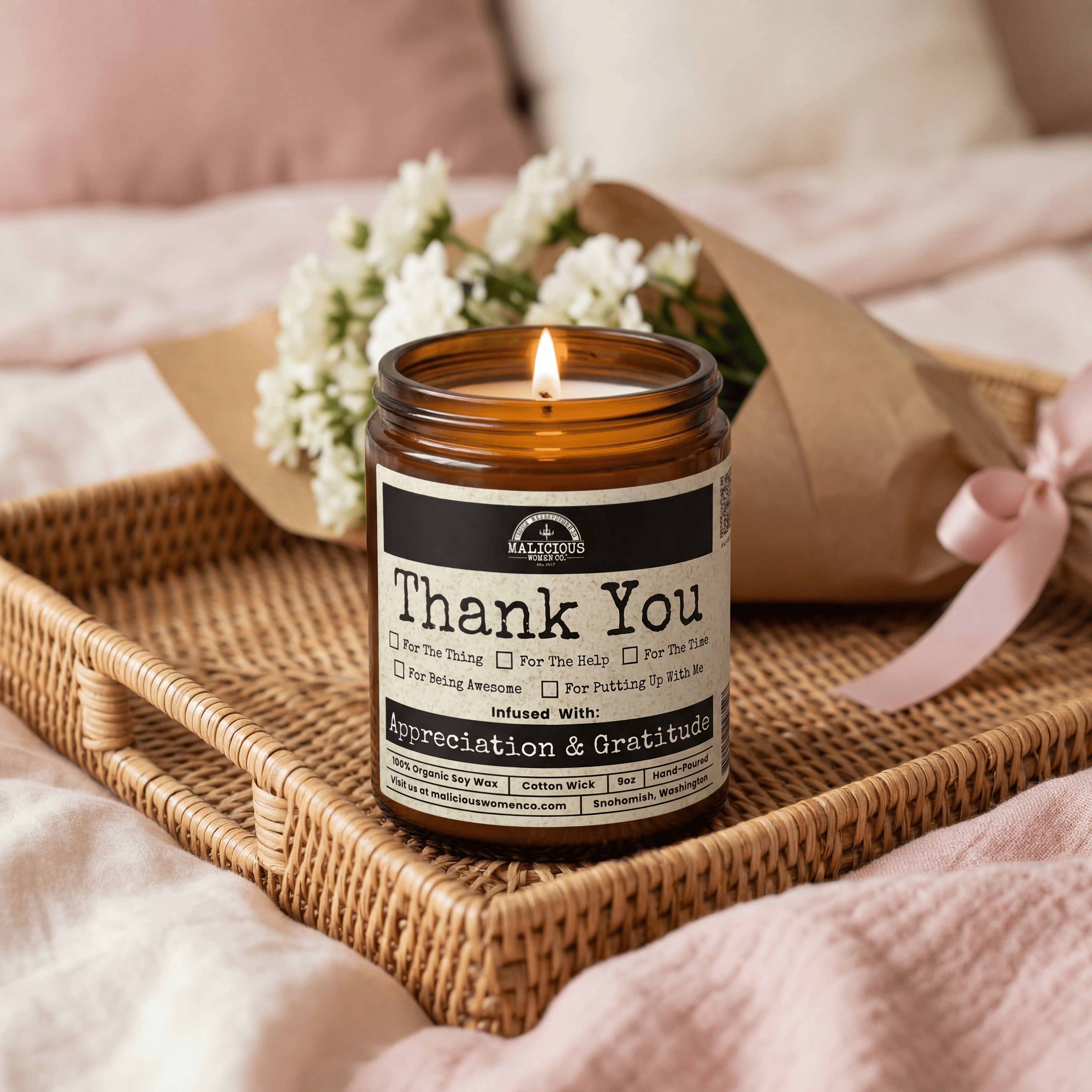 All The Thanks | Scent: Cabernet All Day | 9oz Funny Candle | Malicious Women Co - Malicious Women Co. -Candle
