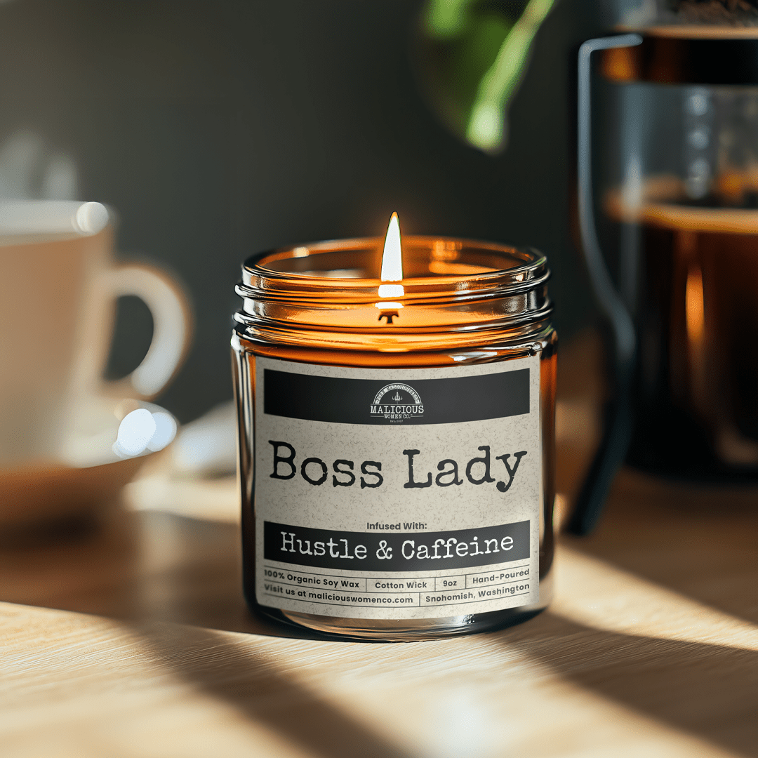 Boss Lady | Scent: Oakmoss & Amber | 9oz Work Candle | Malicious Women Co - Malicious Women Co. -Candle