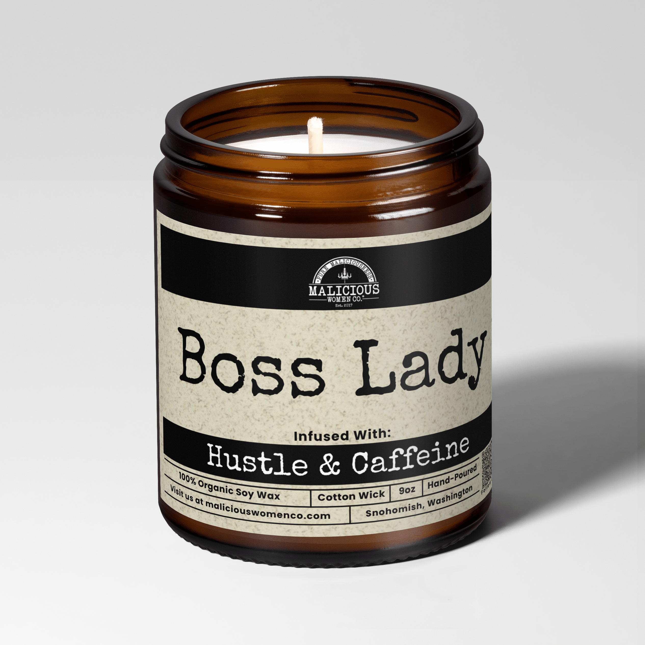 Boss Lady | Scent: Oakmoss & Amber | 9oz Work Candle | Malicious Women Co - Malicious Women Co.-Candle