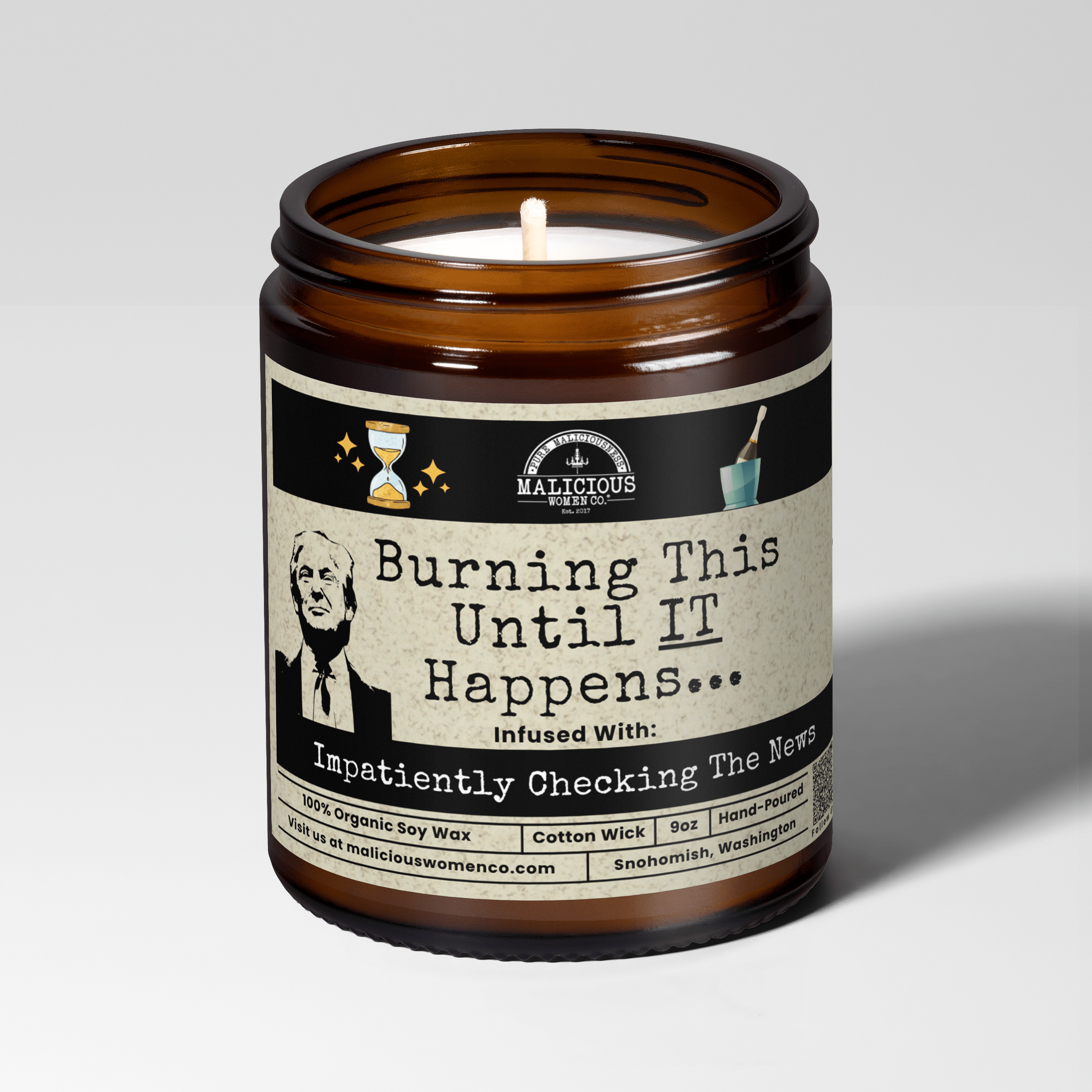 Burning This For Trump | Scent: Blood Orange | 9oz Funny Candle | Malicious Women Co - Malicious Women Co.-Candle