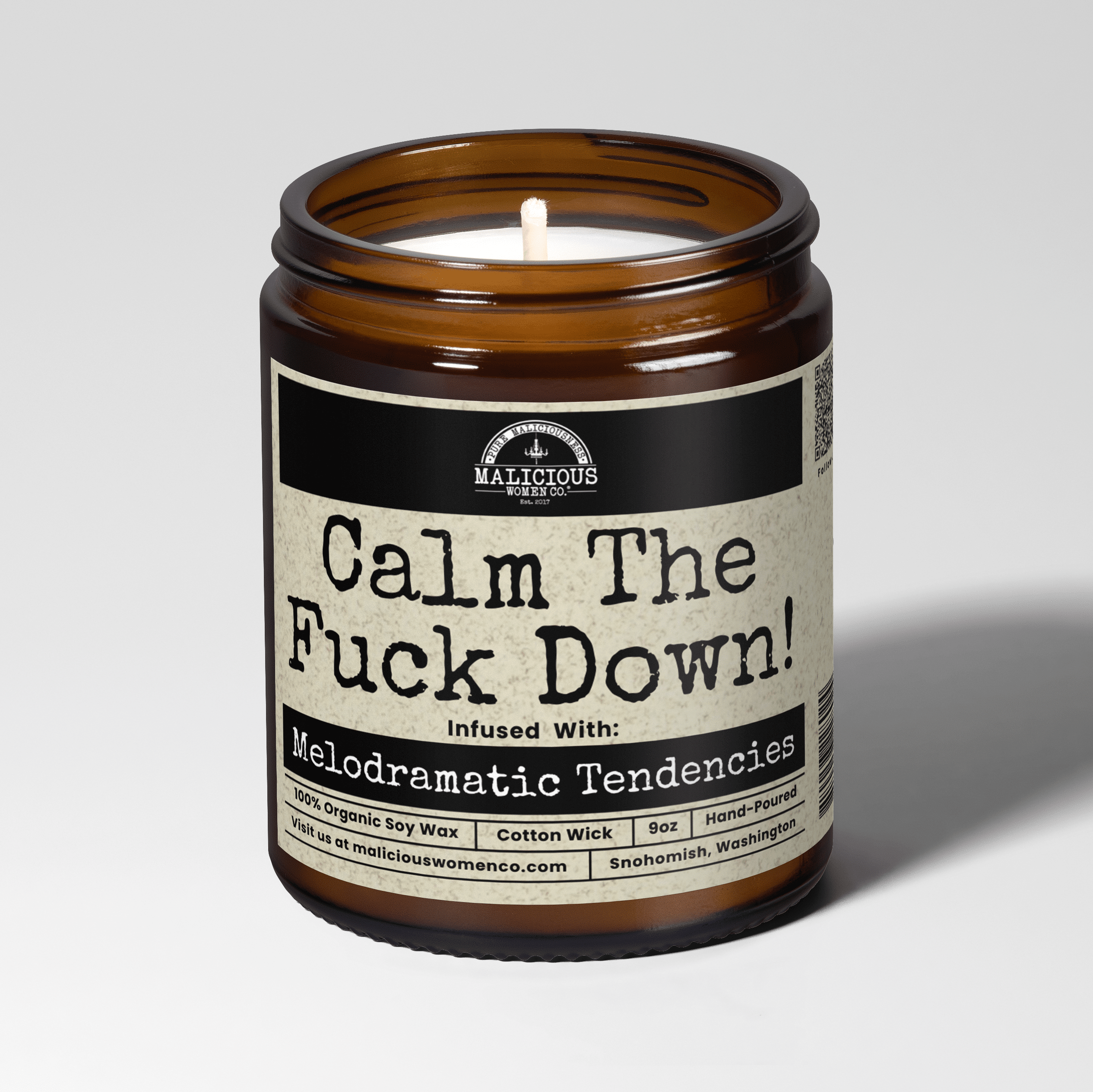 Calm The F*ck Down | Scent: Sugared Pine | 9oz Funny Candle | Malicious Women Co - Malicious Women Co. -Candle