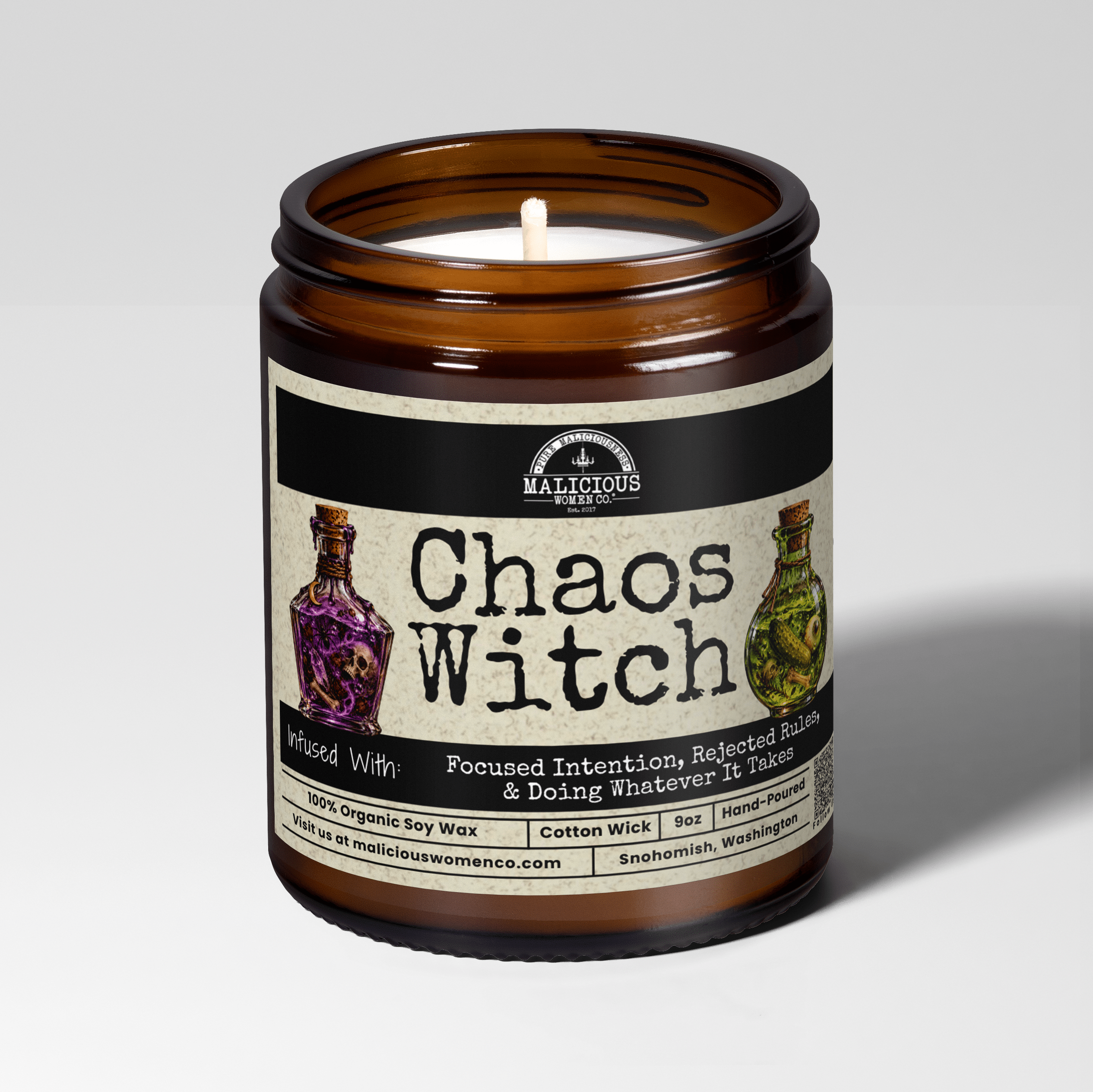Chaos Witch | Scent: Tomato & Basil | 9oz Witch Candle | Malicious Women Co - Malicious Women Co.-Candle