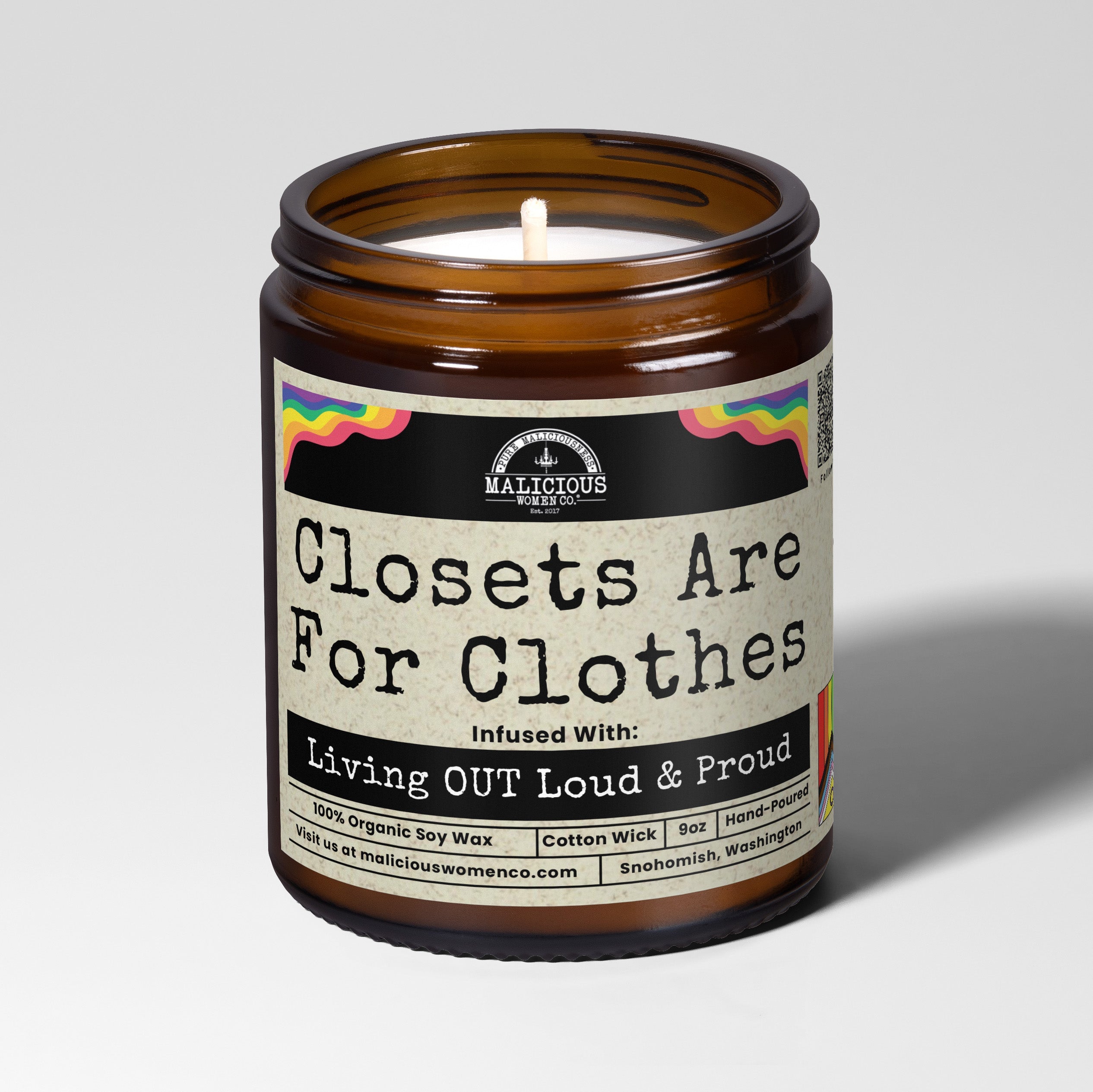 Closets Are For Clothes | 9oz Funny Candle | Malicious Women Co - Malicious Women Co.-Candle