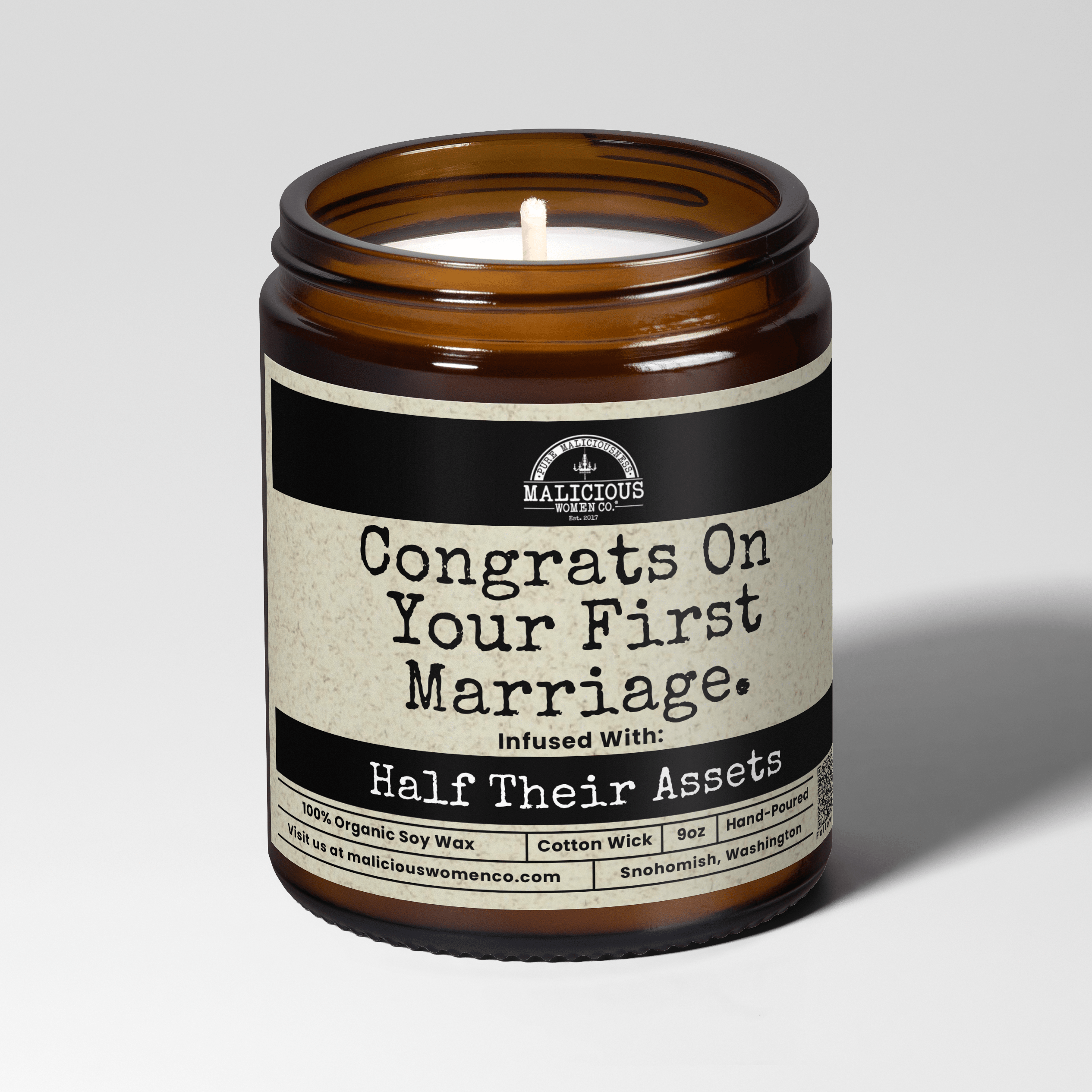 Congrats On Your First Marriage | Scent: Sage & Sea Salt | 9oz Funny Candle | Malicious Women Co KIT-CAN-199-SSS Sage & Sea Salt - Malicious Women Co. -Candle
