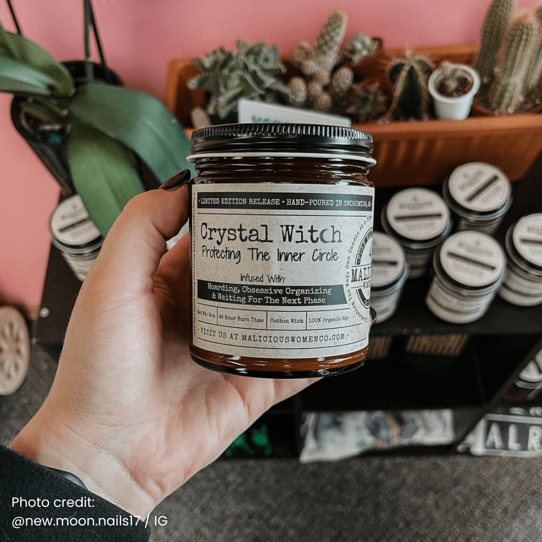 Crystal Witch | Scent: Black Plum & Fig | 9oz Witch Candle | Malicious Women Co - Malicious Women Co. -Candle