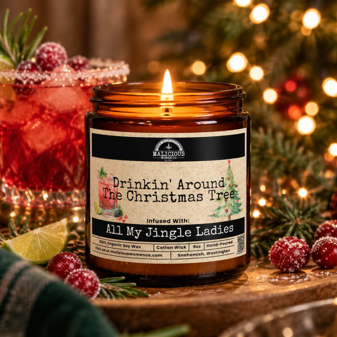 Drinkin' Around The Christmas Tree | 9oz Holiday Candle | Malicious Women Co. - Malicious Women Co.-Candle