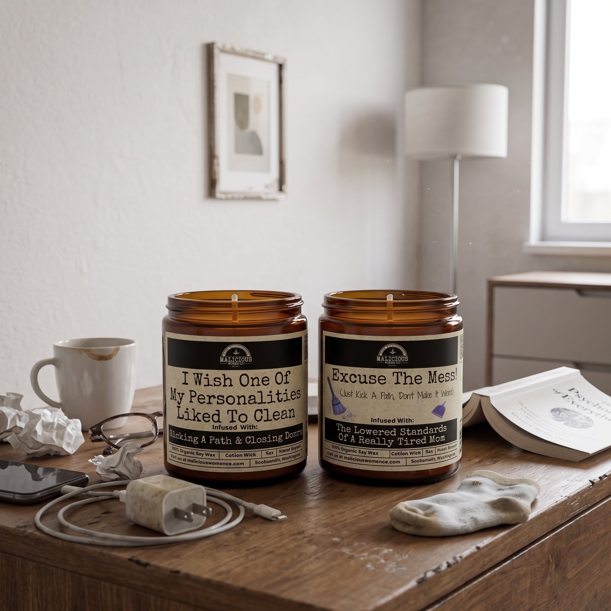 Excuse The Mess | Scent: A Hot Mess | 9oz Mental Health Candle | Malicious Women Co - Malicious Women Co. -Candle