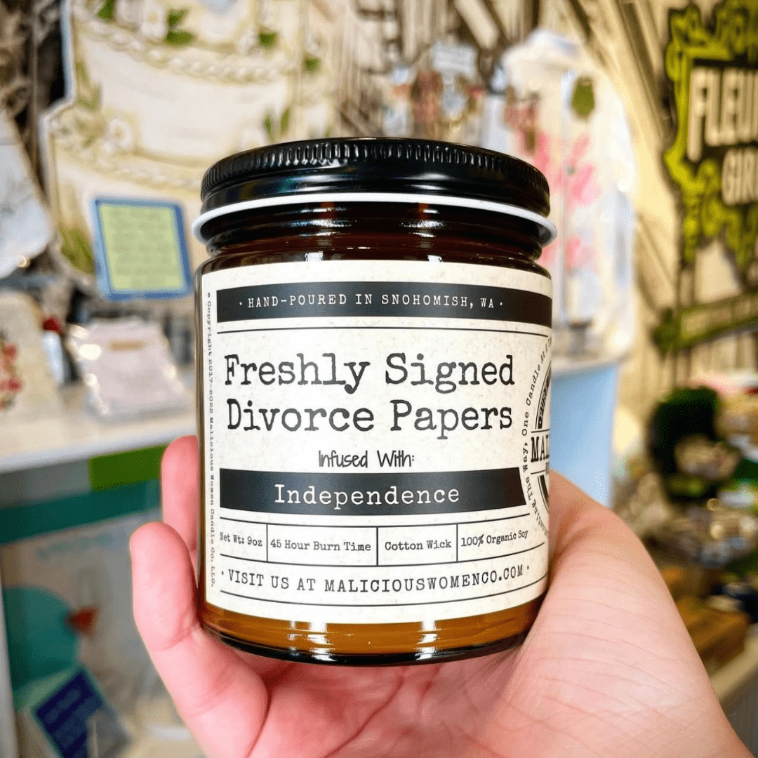 Freshly Signed Divorce Papers 9oz Funny Candle Malicious Women Co - Malicious Women Co. - Candles