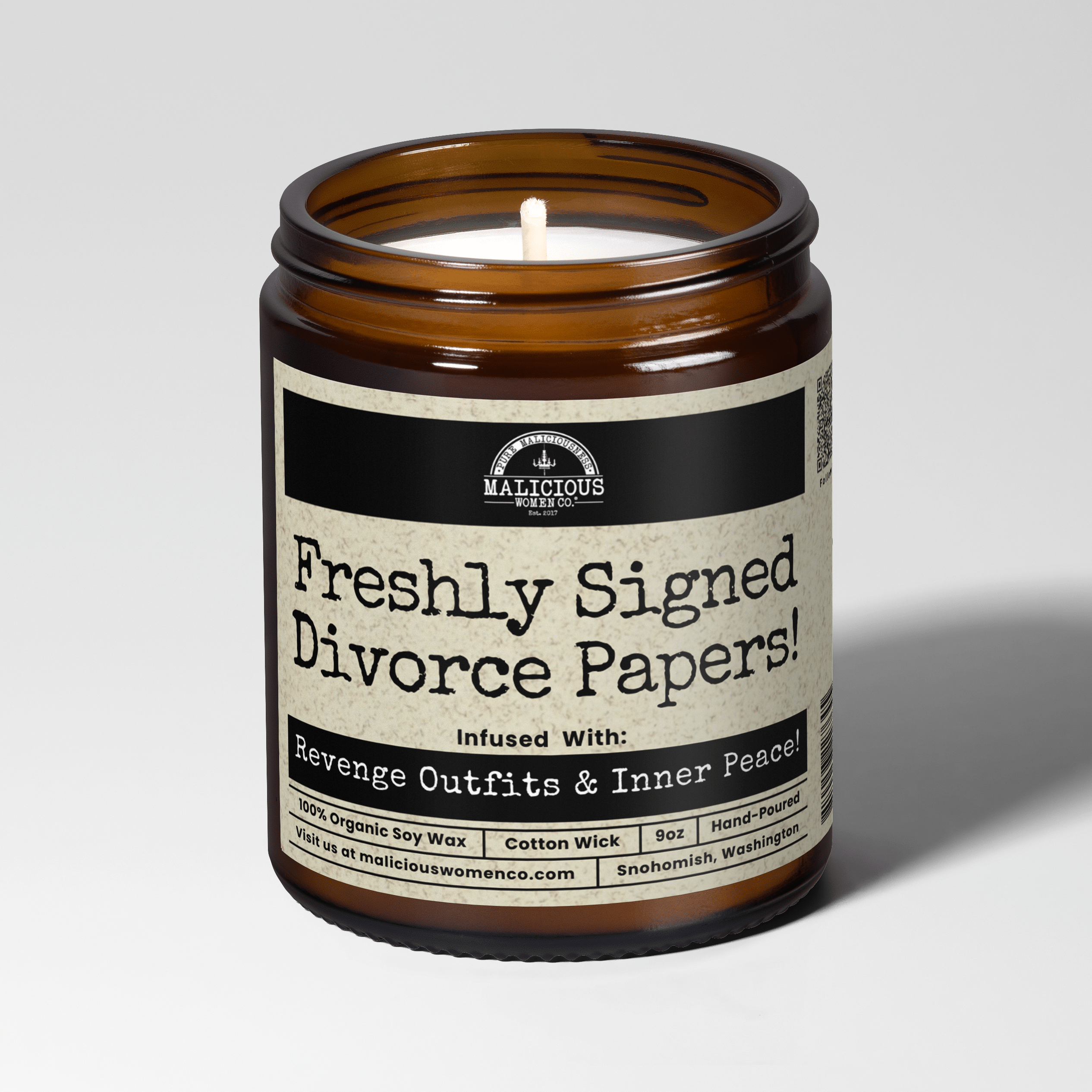 Freshly Signed Divorce Papers 9oz Funny Candle Malicious Women Co - Malicious Women Co. - Candles