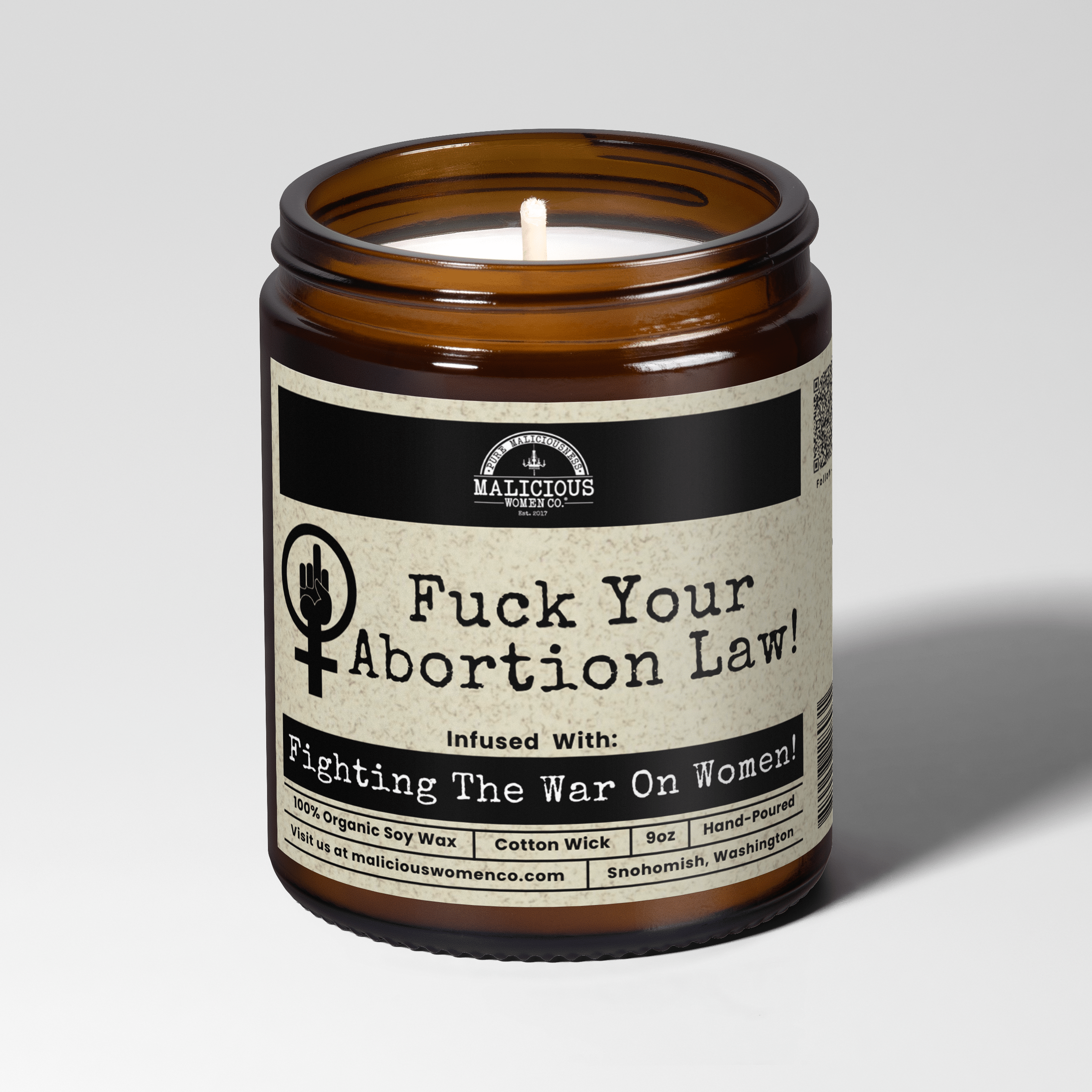 Fuck Your Abortion Law! 9oz Political Candle Malicious Women Co - Malicious Women Co. - Candles
