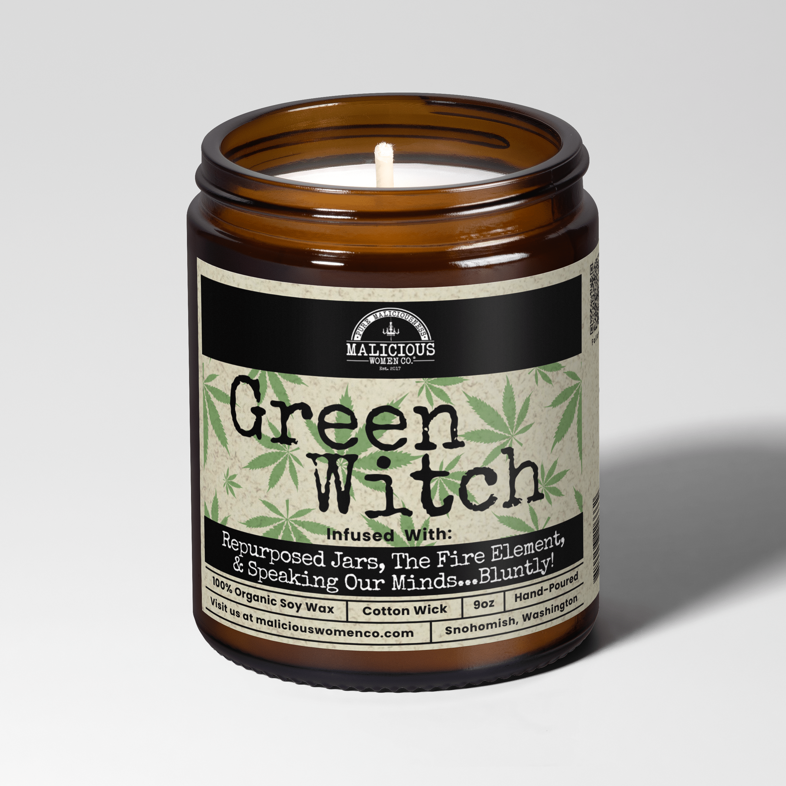 Green Witch 9oz Witch Candle Malicious Women Co - Malicious Women Co. - Candles