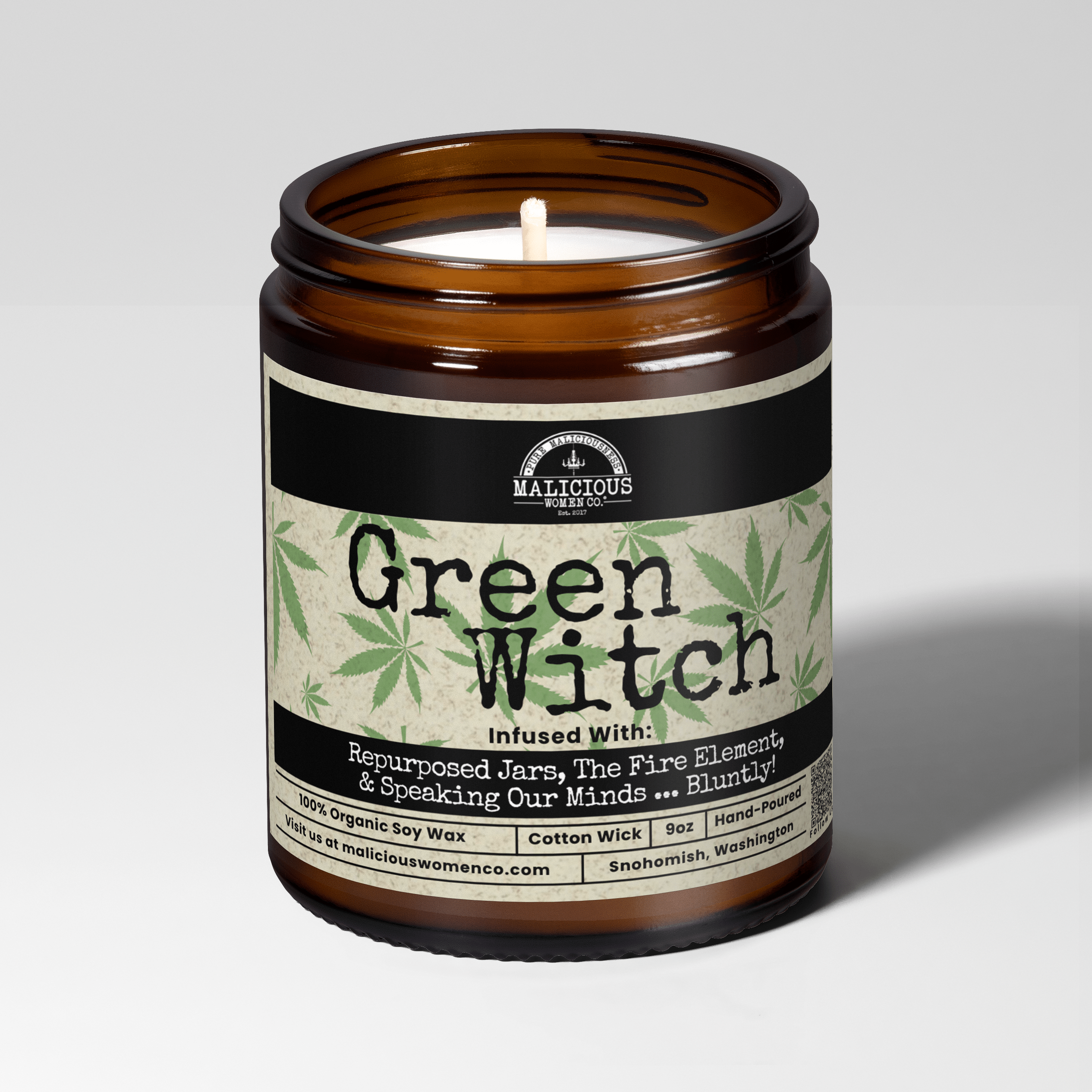 Green Witch | Scent: Exotic Hemp | 9oz Witch Candle | Malicious Women Co - Malicious Women Co.-Candle