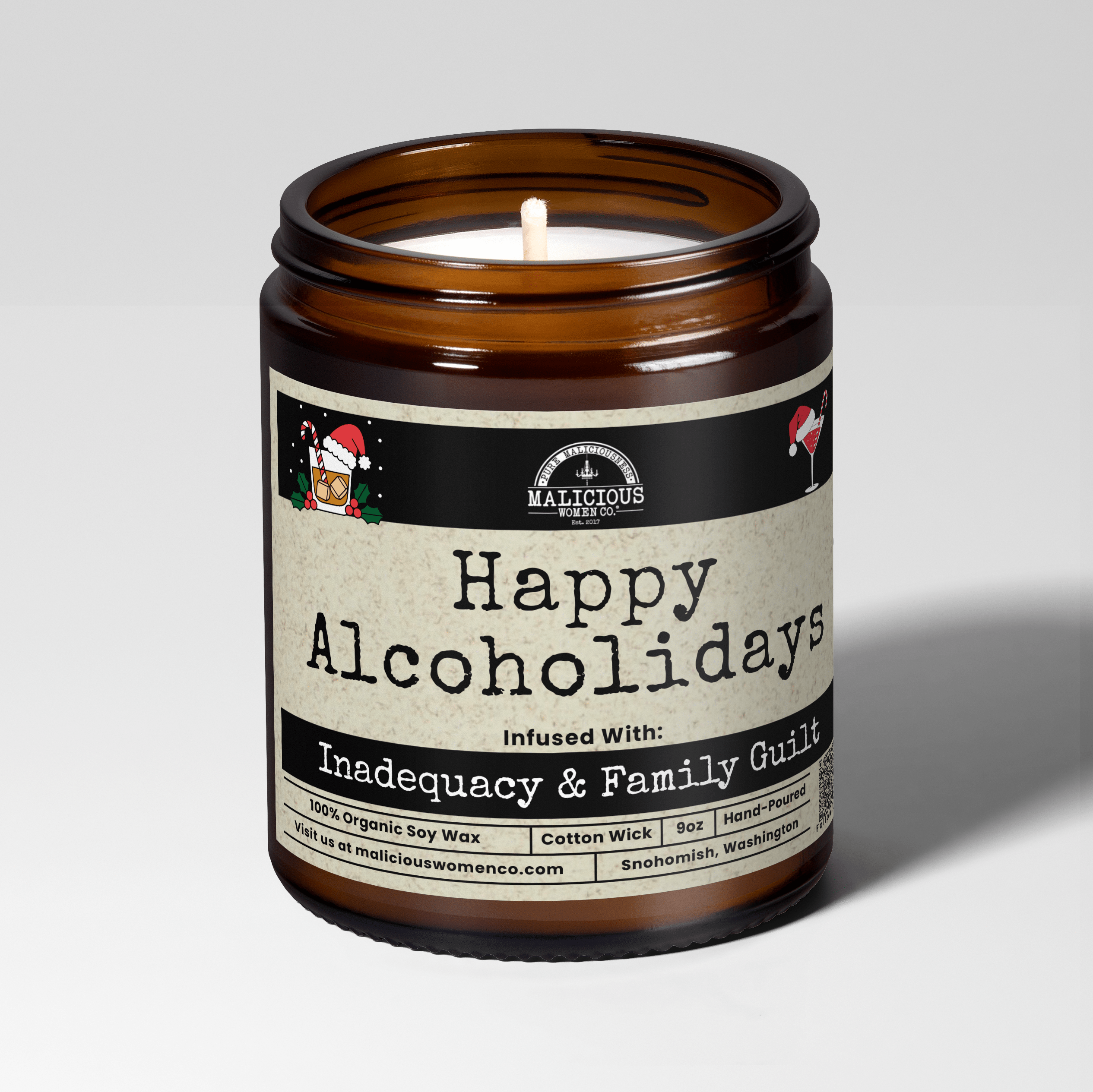 Happy Alcoholidays | 9oz Holiday Candle | Malicious Women Co. - Malicious Women Co.-Candle
