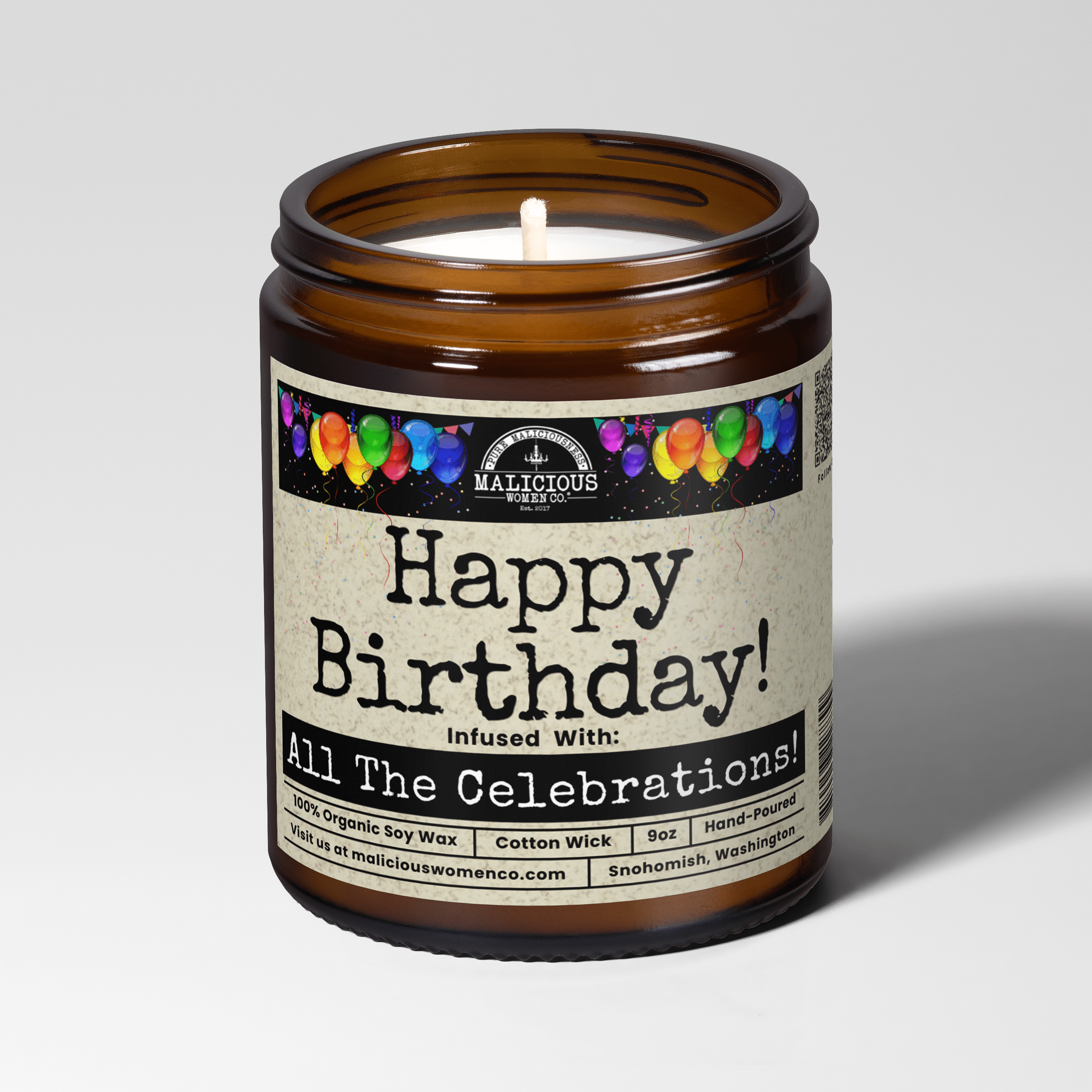 Happy Birthday 9oz Funny Candle Malicious Women Co - Malicious Women Co. - Candles