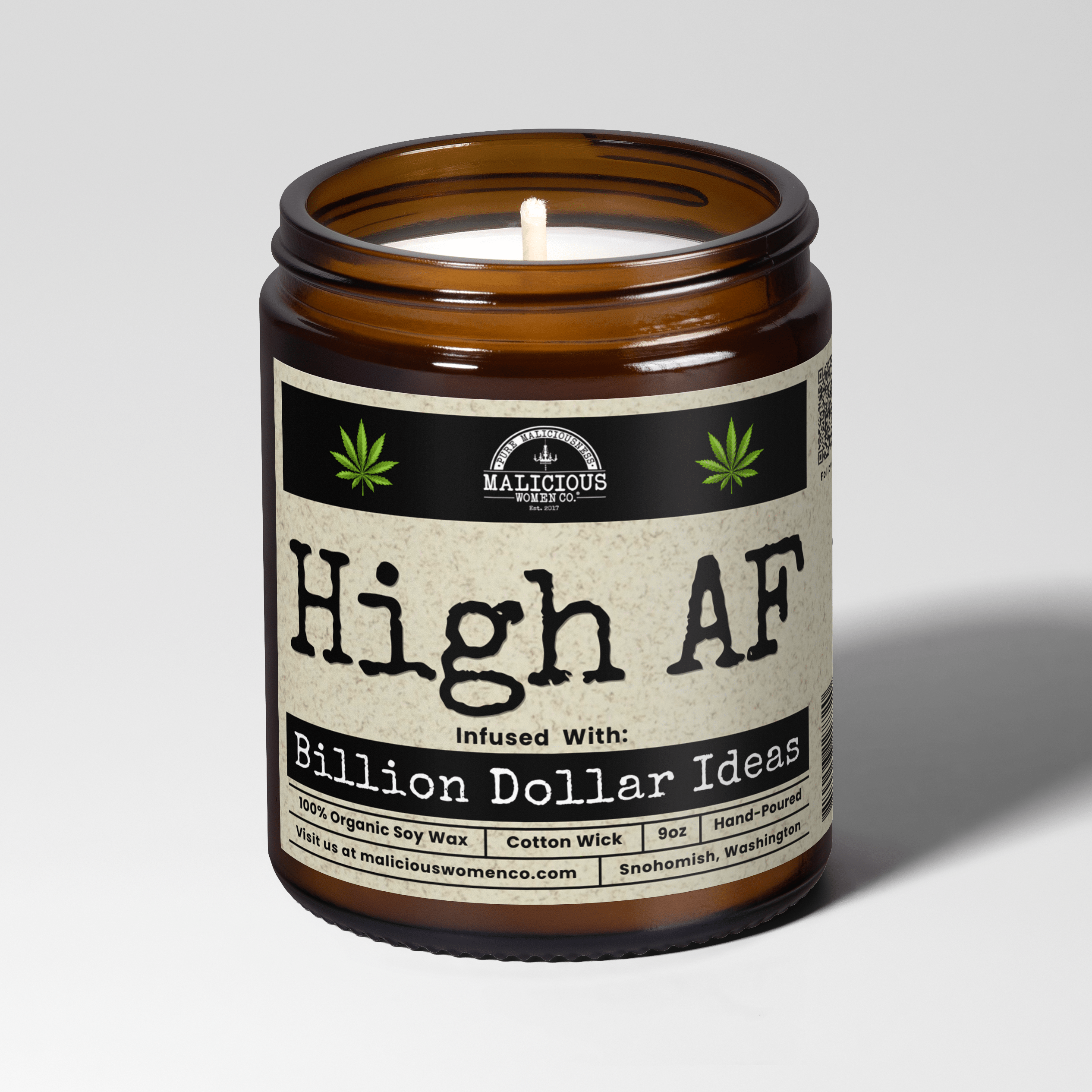 High Af 9oz Funny Candle Malicious Women Co - Malicious Women Co. - Candles