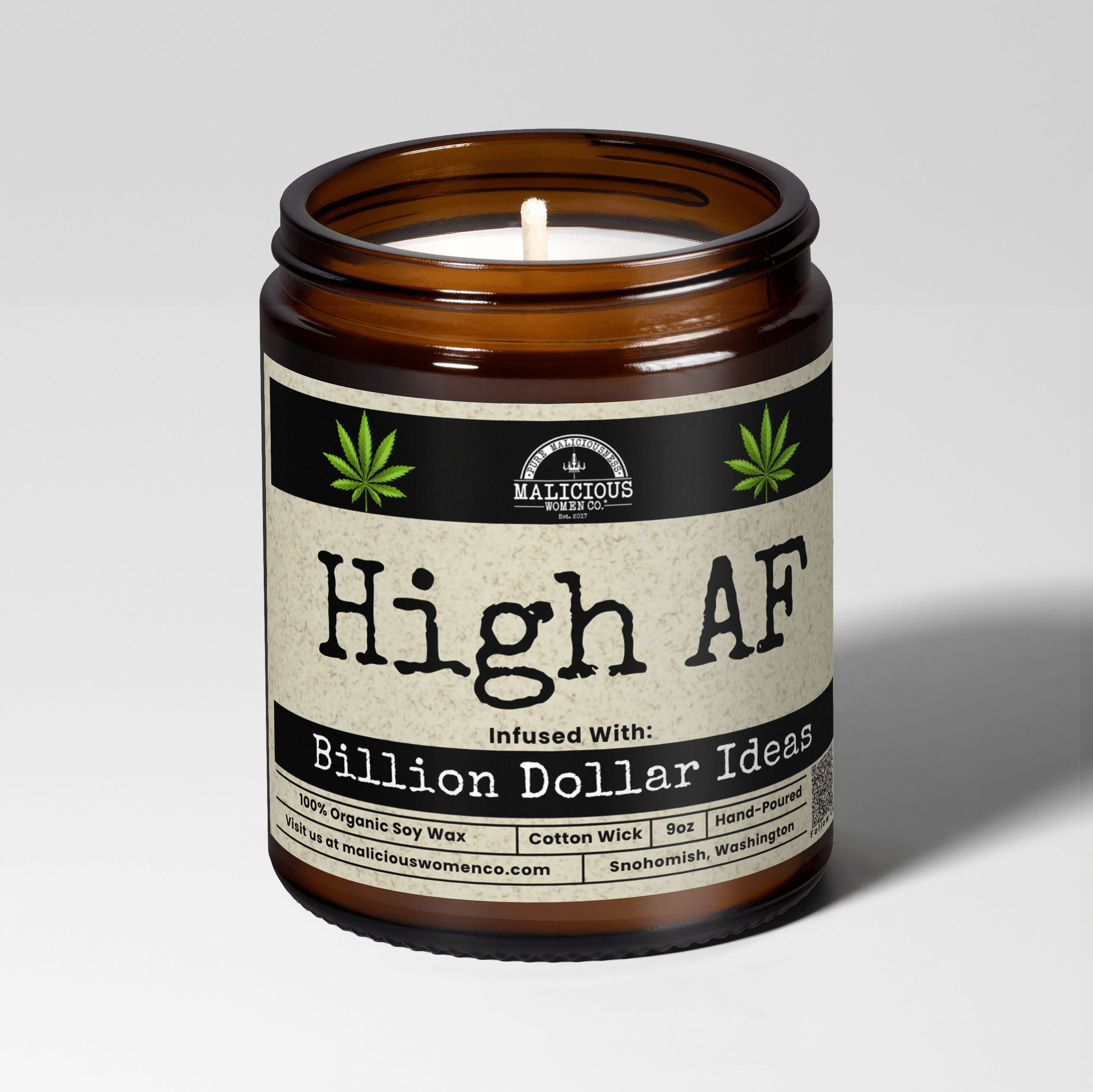 High Af | Scent: Citron & Stone | 9oz Funny Candle | Malicious Women Co - Malicious Women Co.-Candle