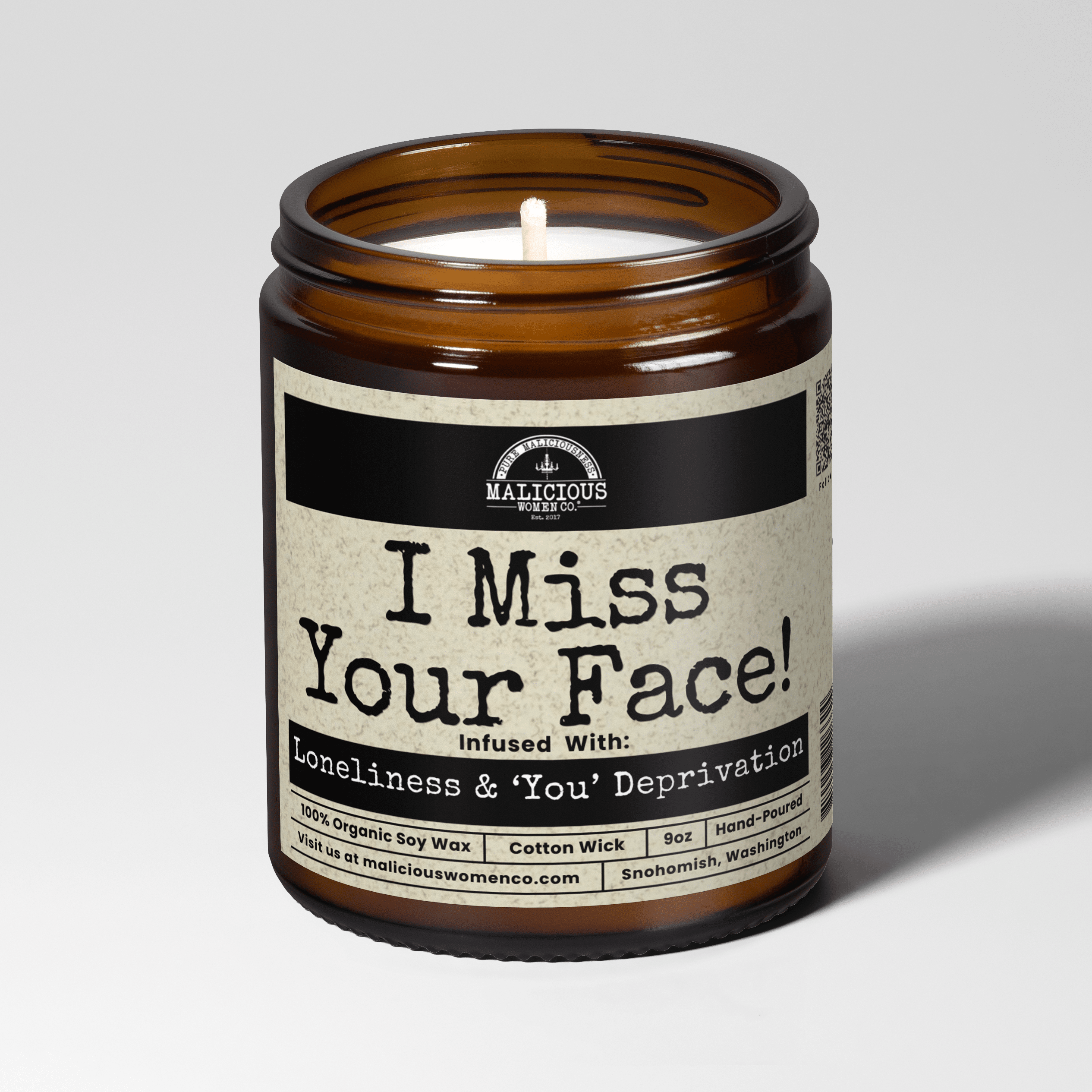I Miss Your Face! | Scent: Berry Bellini | 9oz Bestie Candle | Malicious Women Co - Malicious Women Co. -Candle