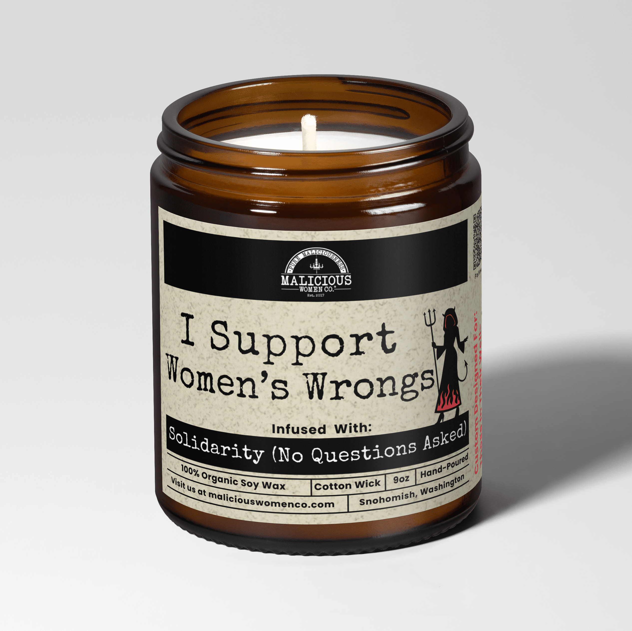 I Support Women's Wrongs | Scent: Cabernet All Day | 9oz Funny Candle | Malicious Women Co - Malicious Women Co. -Candle