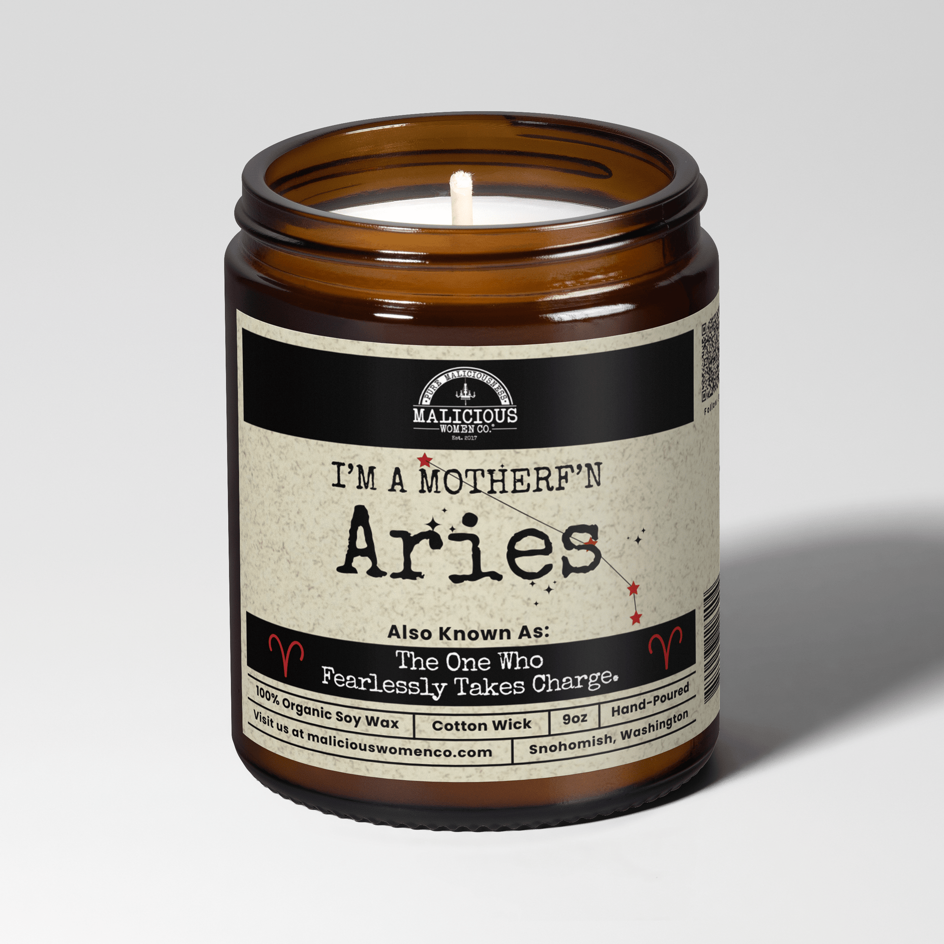 Malicious Women Co. I'm a MotherF'n Aries Zodiac Candle 9oz Soy Wax As