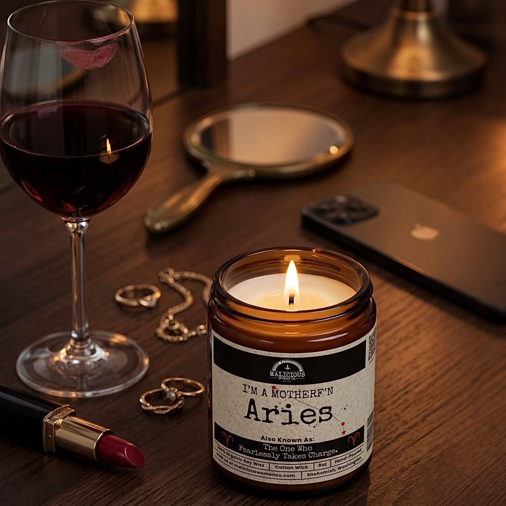 I'm a MotherF'n Aries (Mar 21 -Apr 19) The Zodiac B*tch | Scent: Blood Orange | 9oz Zodiac Candle | Malicious Women Co - Malicious Women Co. -Candle