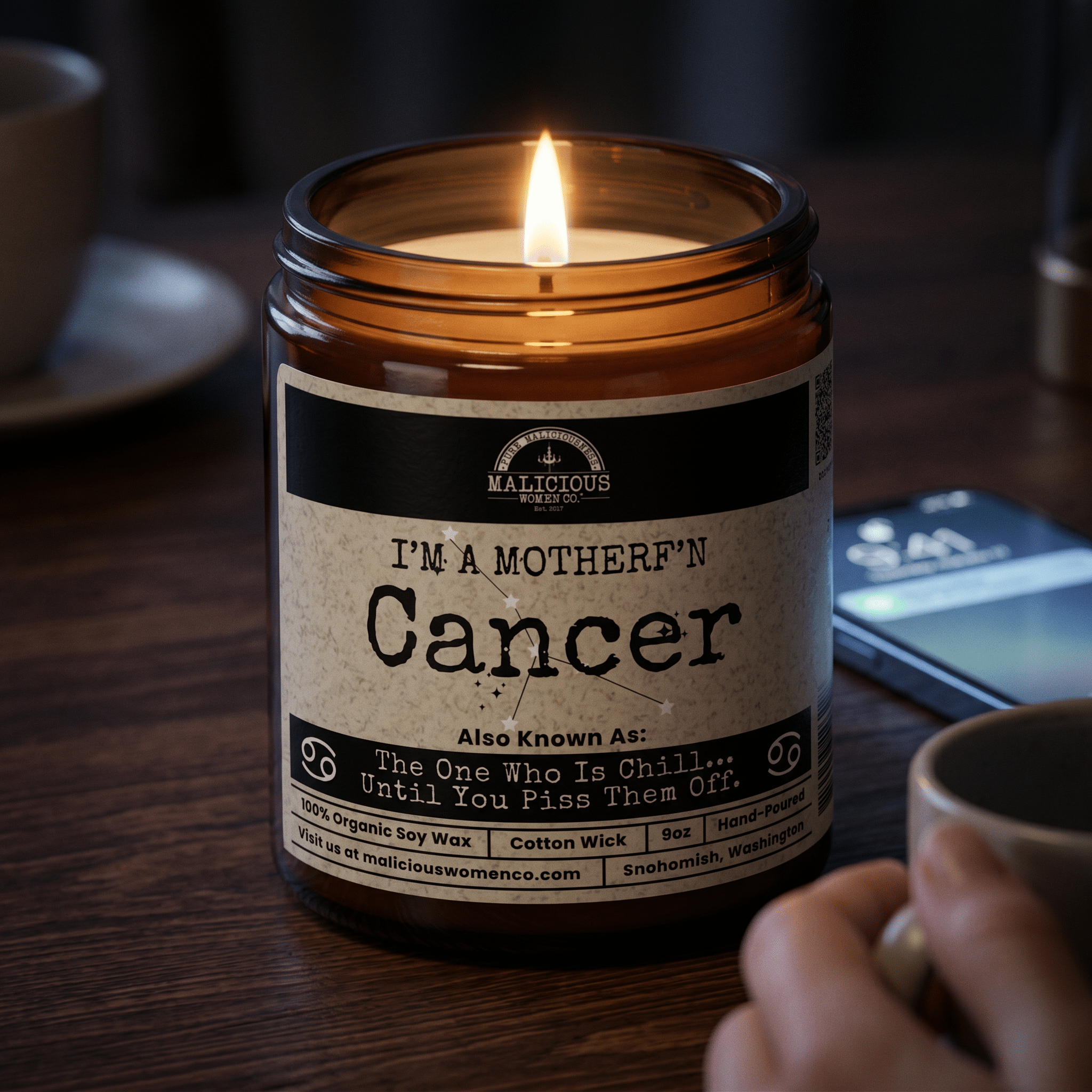 I'm a MotherF'n Cancer (Jun 21-Jul 22) The Zodiac B*tch | Scent: Frooty Loops | 9oz Zodiac Candle | Malicious Women Co - Malicious Women Co. -Candle