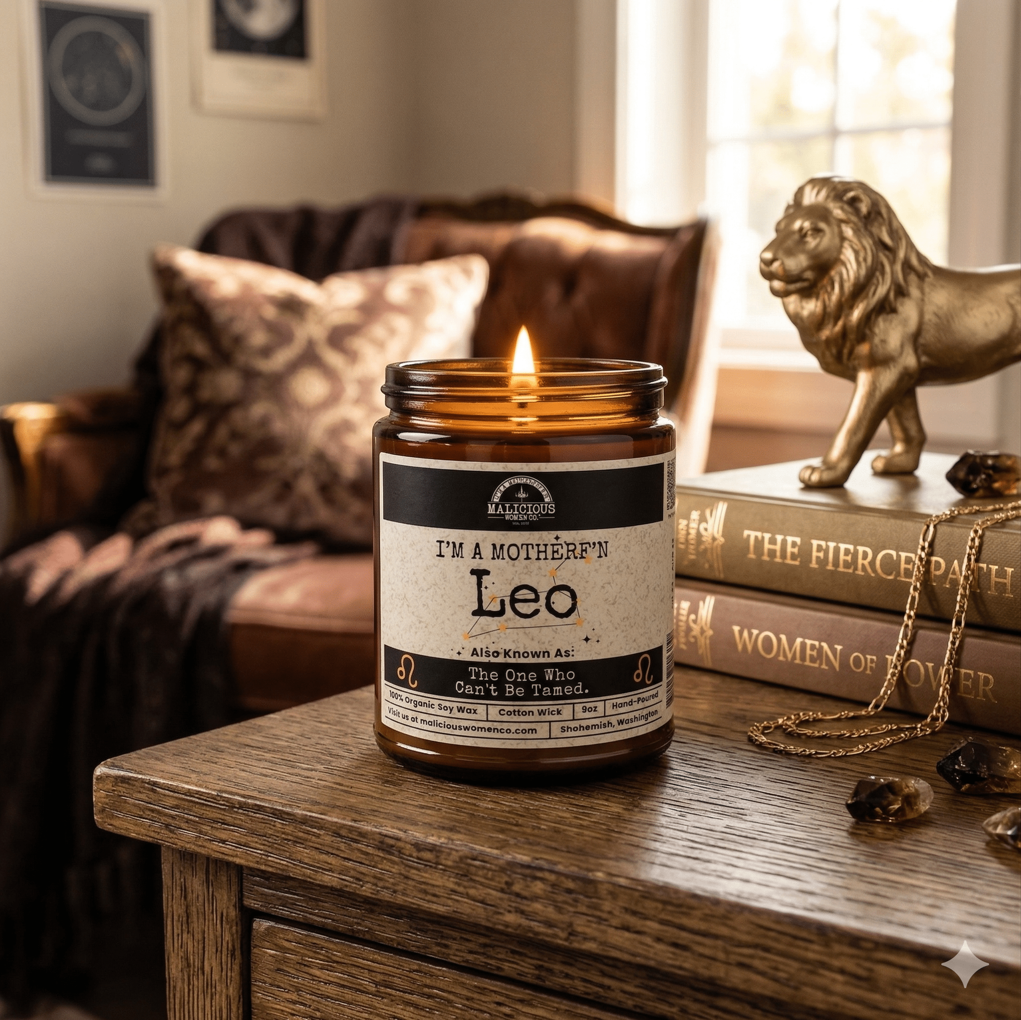I'm a MotherF'n Leo (Jul 23 - Aug 22) The Zodiac B*tch | Scent: Sage & Sea Salt | 9oz Zodiac Candle | Malicious Women Co - Malicious Women Co. -Candle