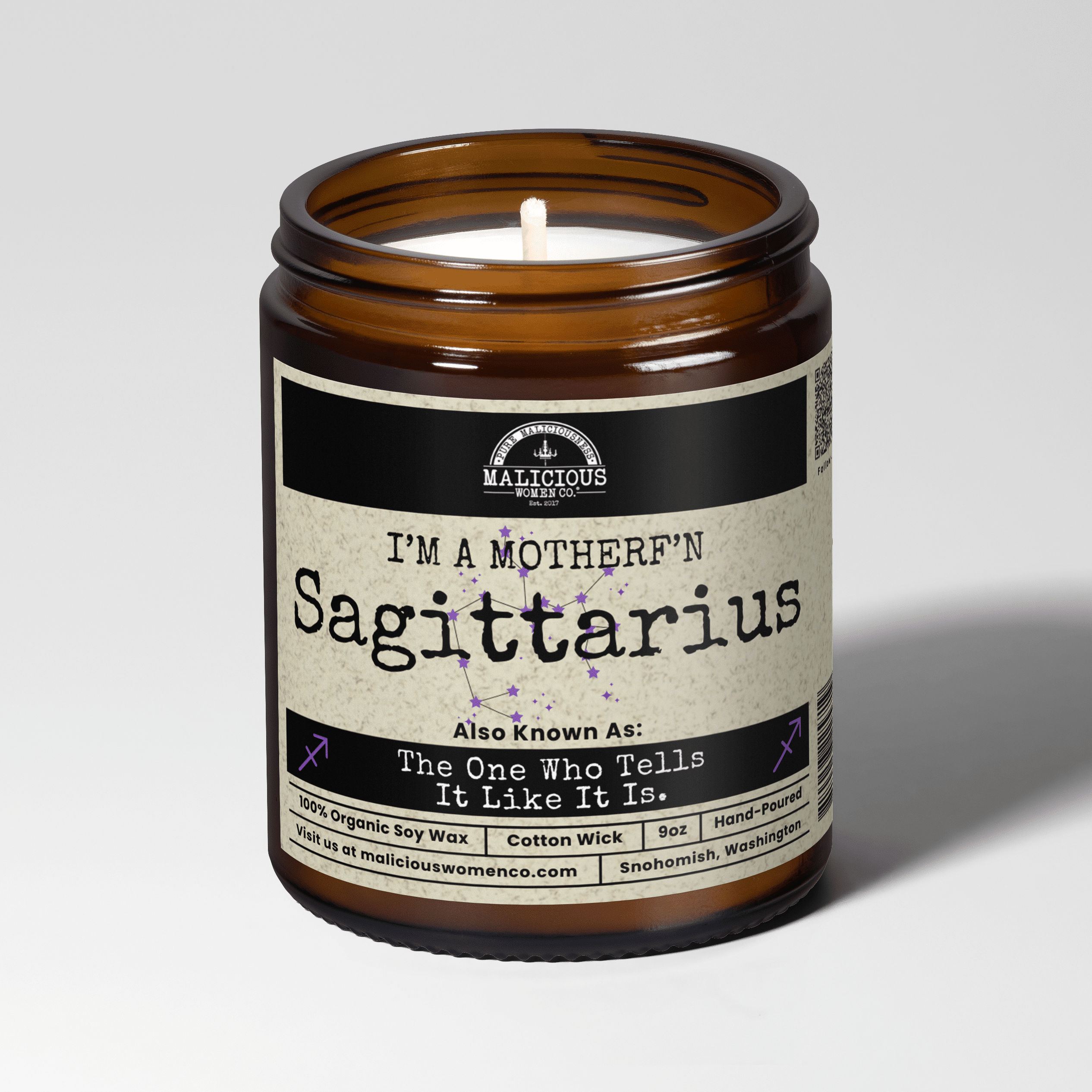 I'm a MotherF'n Sagittarius ( Nov 22 - Dec 21 )The Zodiac B*tch | Scent: Grapefruit Negroni | 9oz Zodiac Candle | Malicious Women Co - Malicious Women Co. -Candle