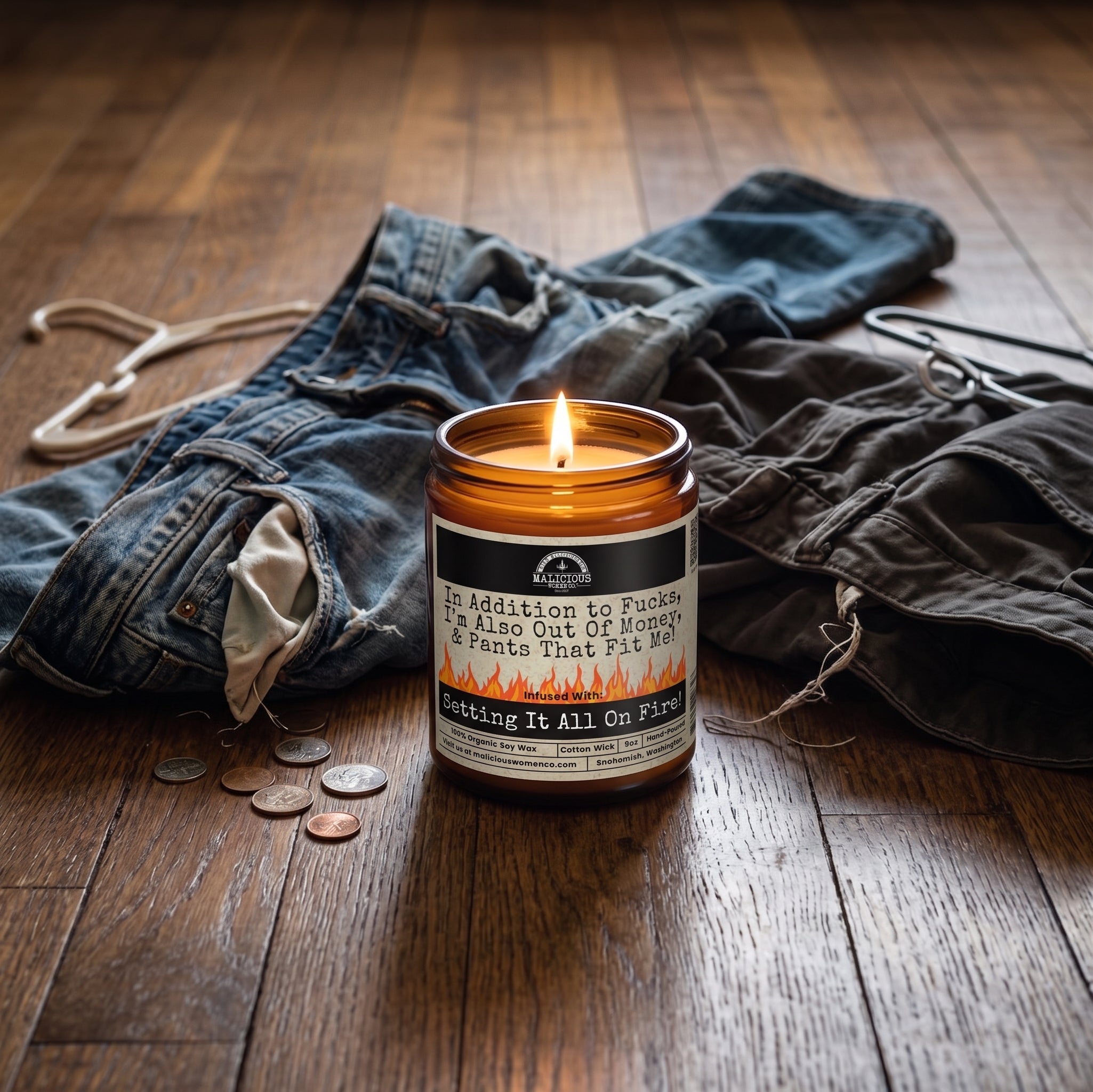 In Addition To F*cks | Scent: Exotic Hemp | 9oz Funny Candle | Malicious Women Co - Malicious Women Co. -Candle