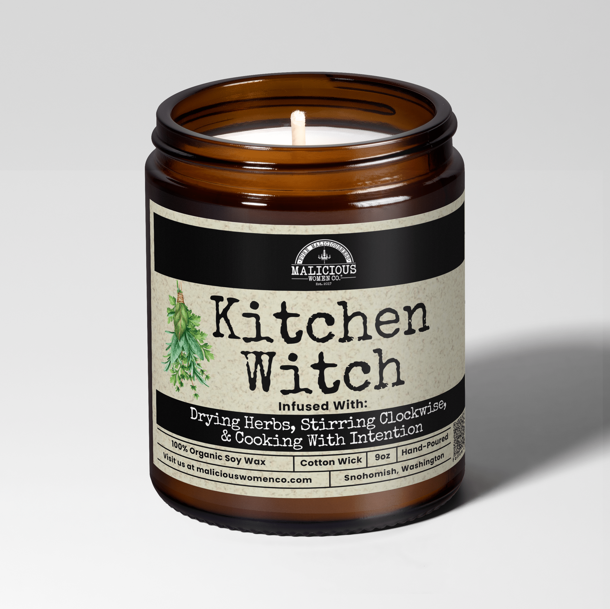 Kitchen Witch | Scent: Tomato & Basil | 9oz Witch Candle | Malicious Women Co - Malicious Women Co.-Candle
