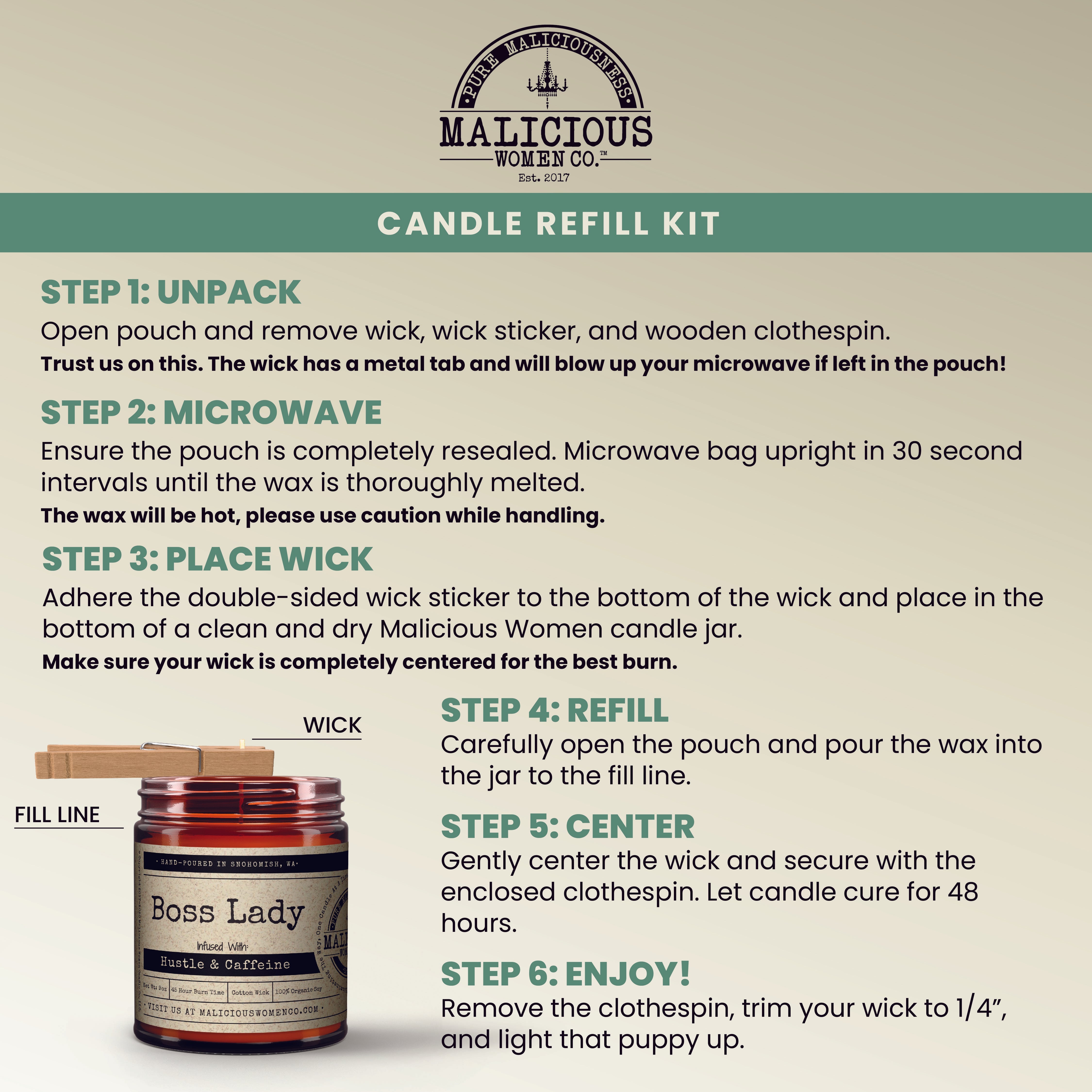 Melt - N - Pour Candle Refill Kit - Malicious Women Co. - Refill Kit