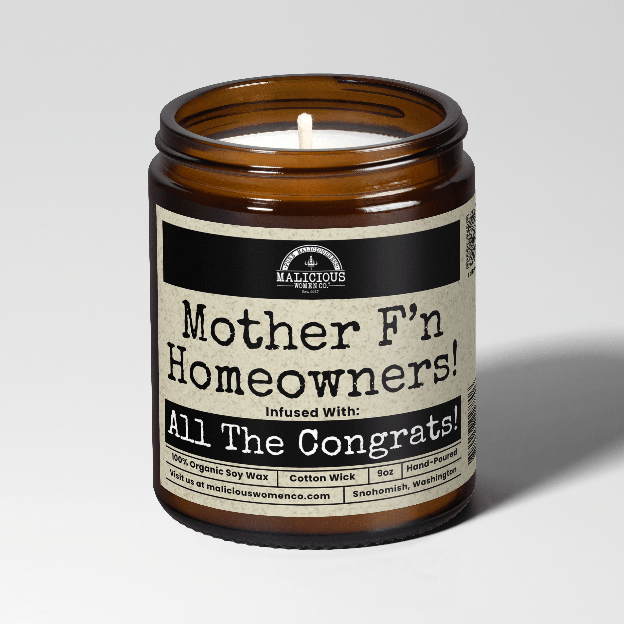 Mother Fn Homeowners | Scent: Jasmine & Eucalyptus | 9oz Funny Candle | Malicious Women Co - Malicious Women Co. -Candle