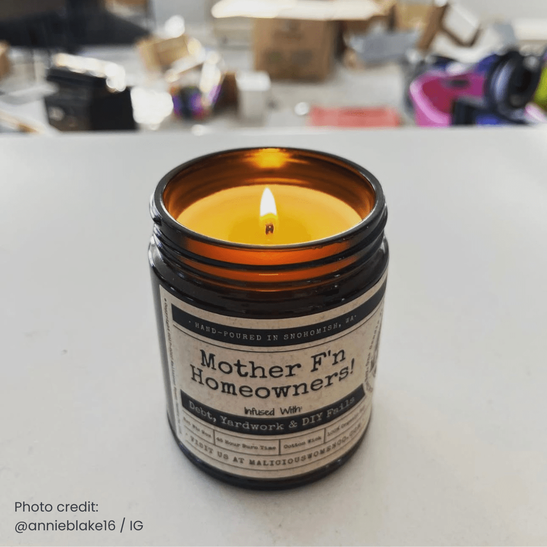 Mother Fn Homeowners | Scent: Jasmine & Eucalyptus | 9oz Funny Candle | Malicious Women Co - Malicious Women Co. -Candle
