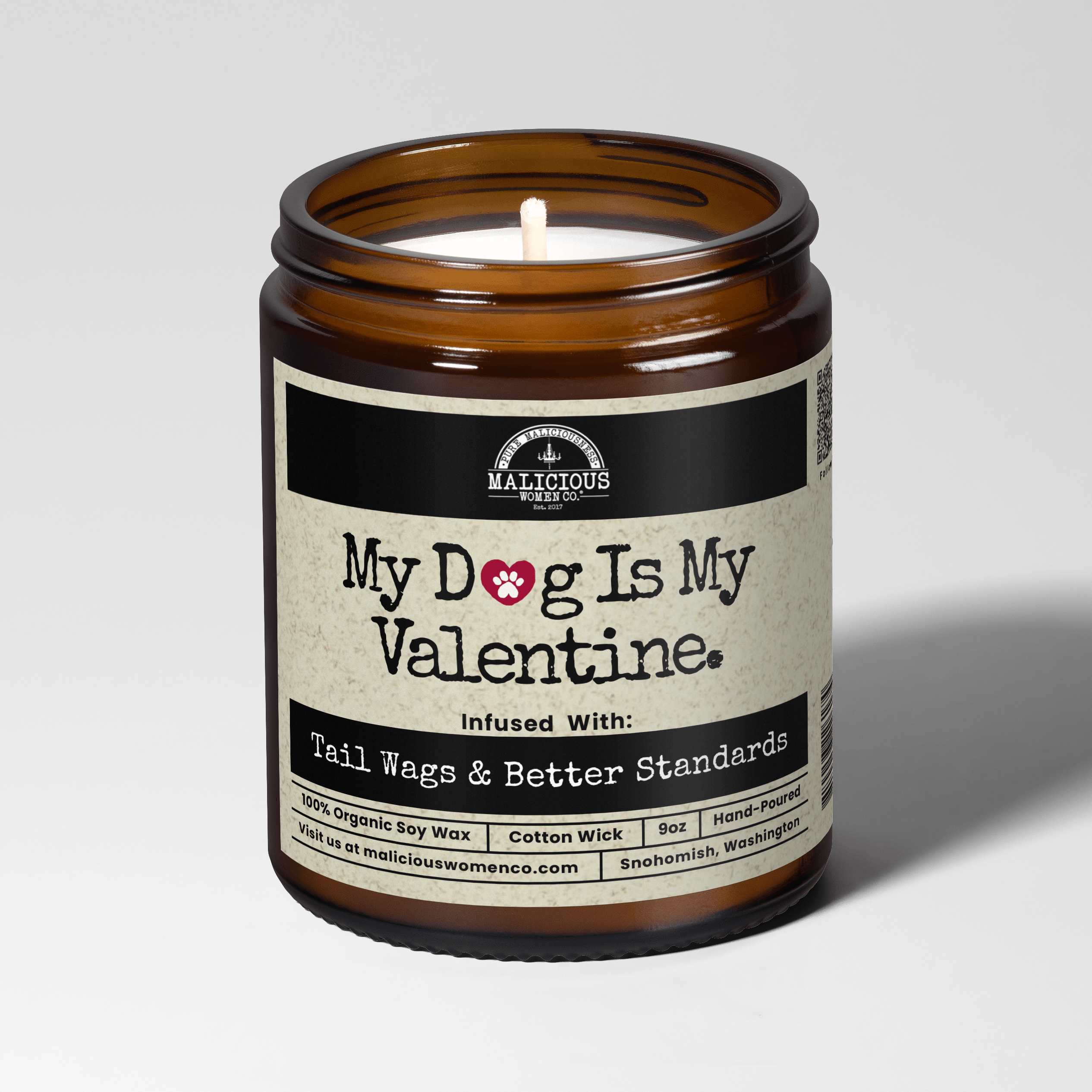 My Dog Is My Valentine - 9oz Soy Candle - Malicious Women Co. - Candle