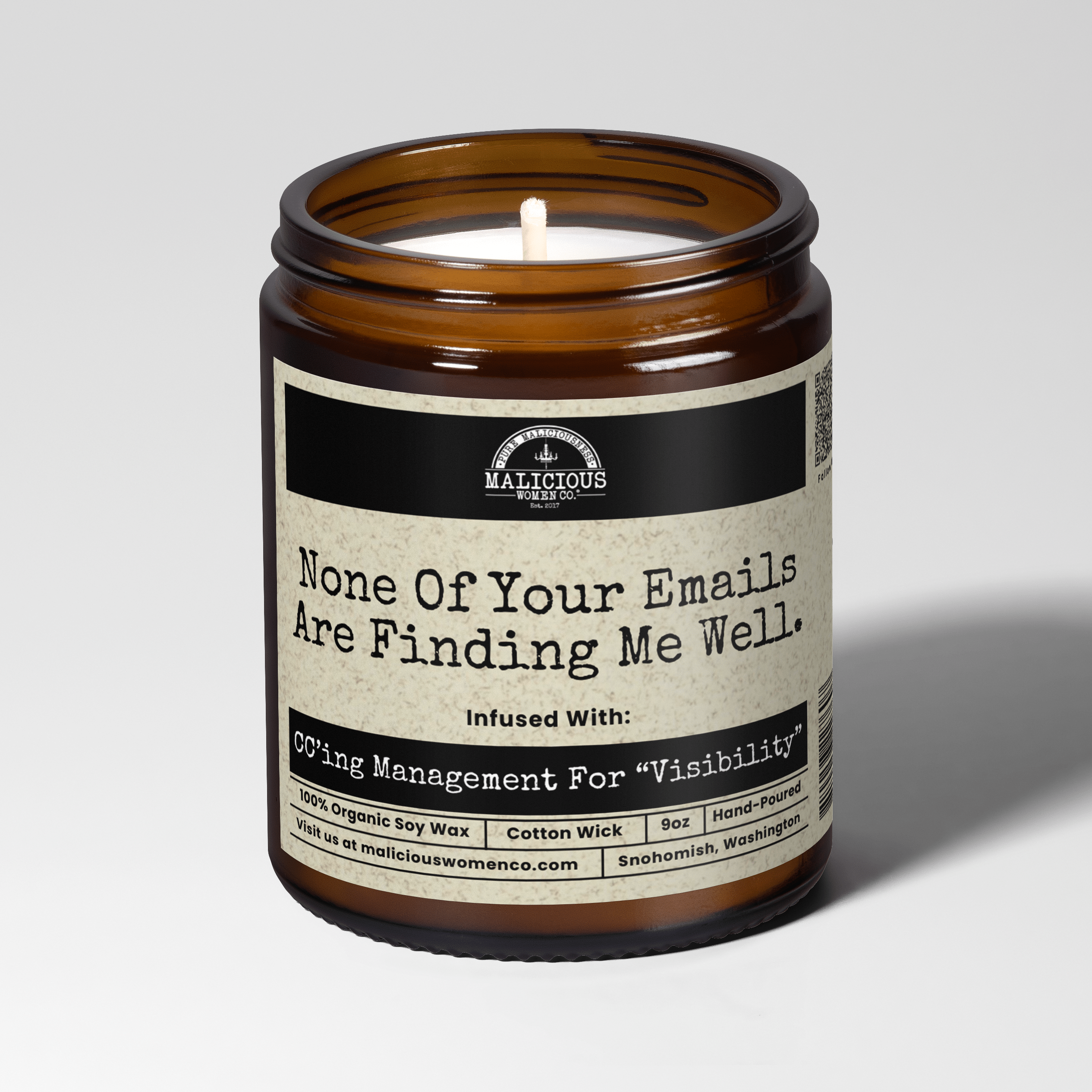 None Of Your Emails Are Finding Me Well 9oz Work Candle Malicious Women Co - Malicious Women Co. - Candles