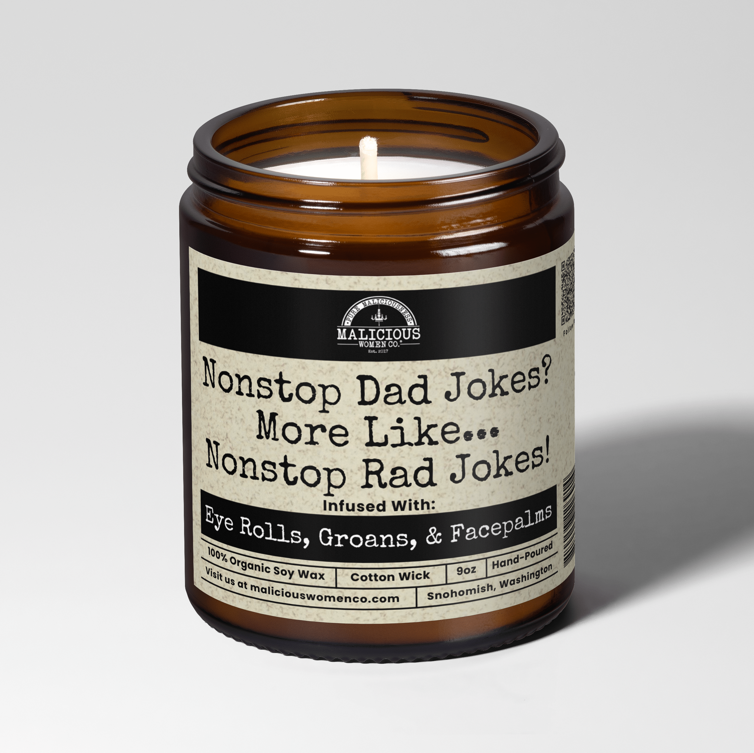 Nonstop Dad Jokes? More Like... Nonstop Rad Jokes! 9oz Family Candle Malicious Women Co - Malicious Women Co. - Candles