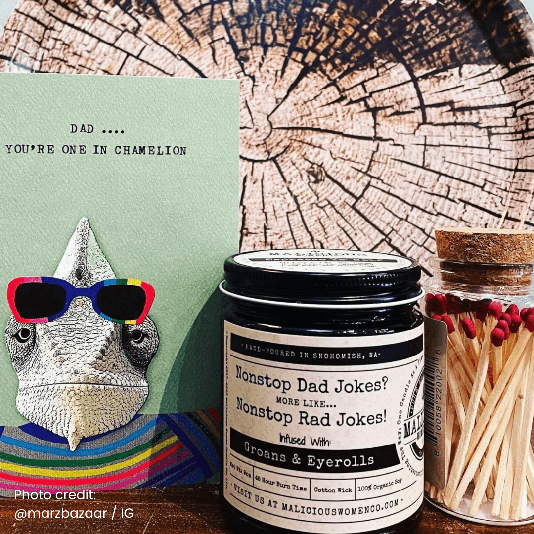 Nonstop Dad Jokes? More Like... Nonstop Rad Jokes! | Scent: Palo Santo | 9oz Family Candle | Malicious Women Co - Malicious Women Co. -Candle