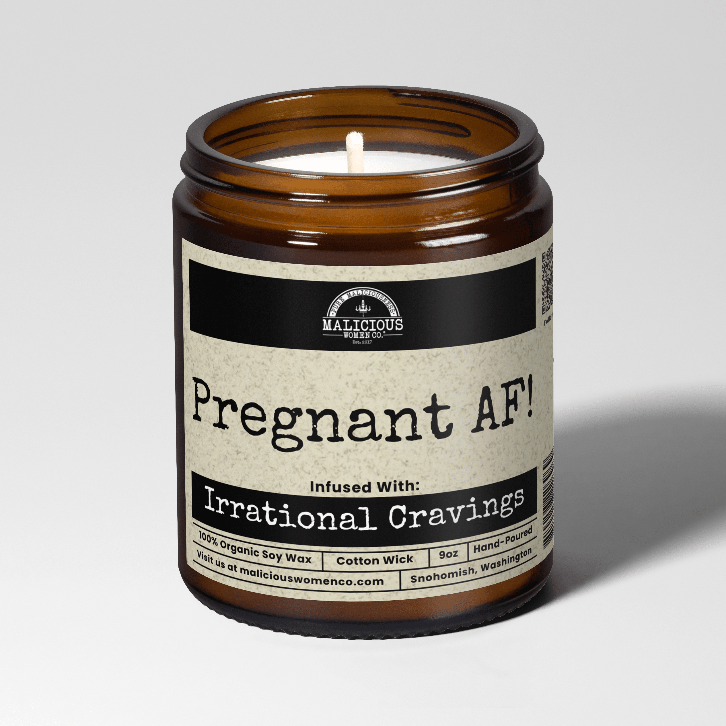 Pregnant AF | Scent: Butter Pecan Crunch | 9oz Mom Candle | Malicious Women Co - Malicious Women Co. -Candle