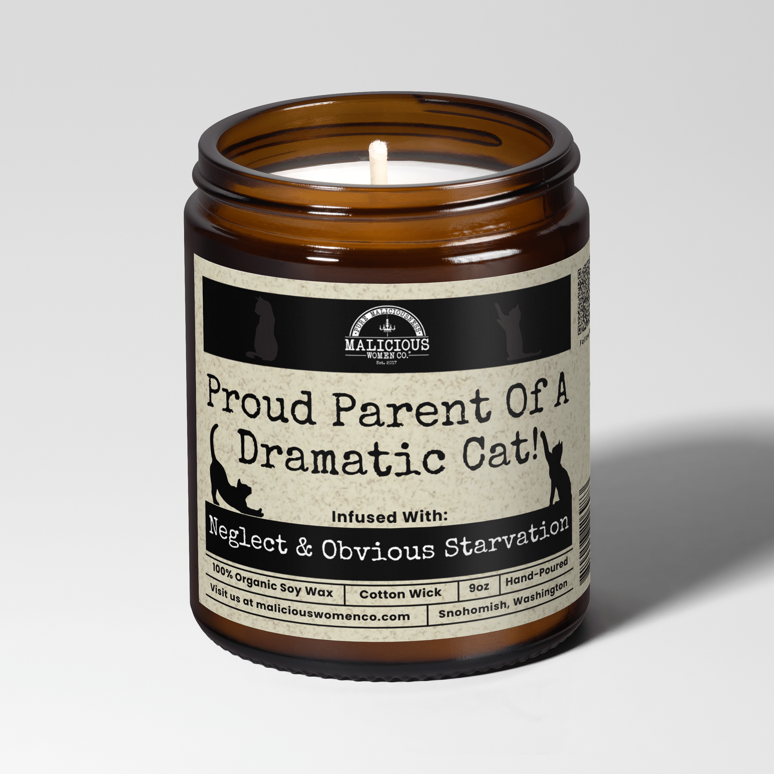 Proud Parent Of A Dramatic Cat | Scent: Cabernet All Day | 9oz Family Candle | Malicious Women Co - Malicious Women Co. -Candle