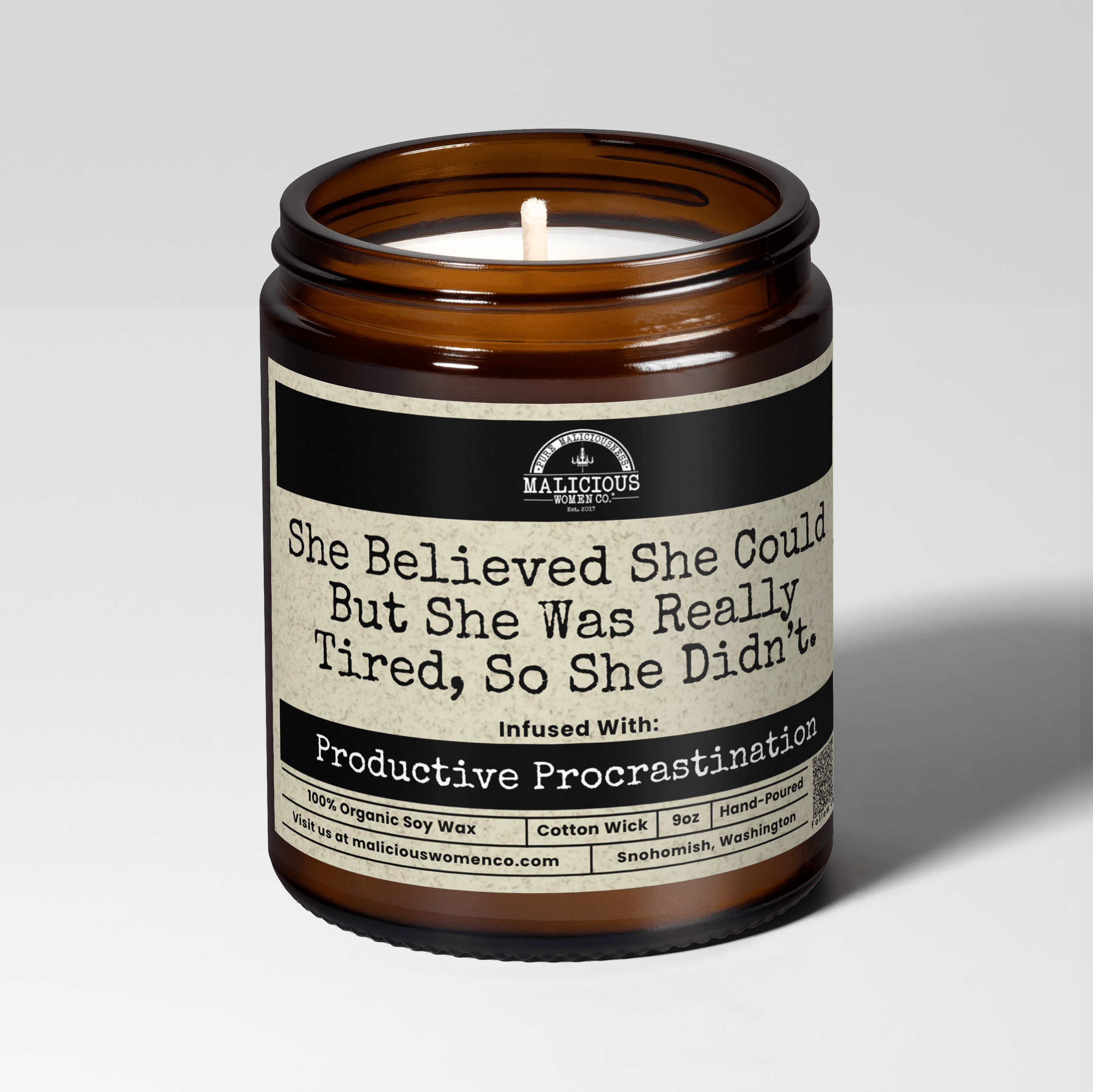 She Believed She Could But Was Really Tired | Scent: Grapefruit Negroni | 9oz Funny Candle | Malicious Women Co - Malicious Women Co.-Candle