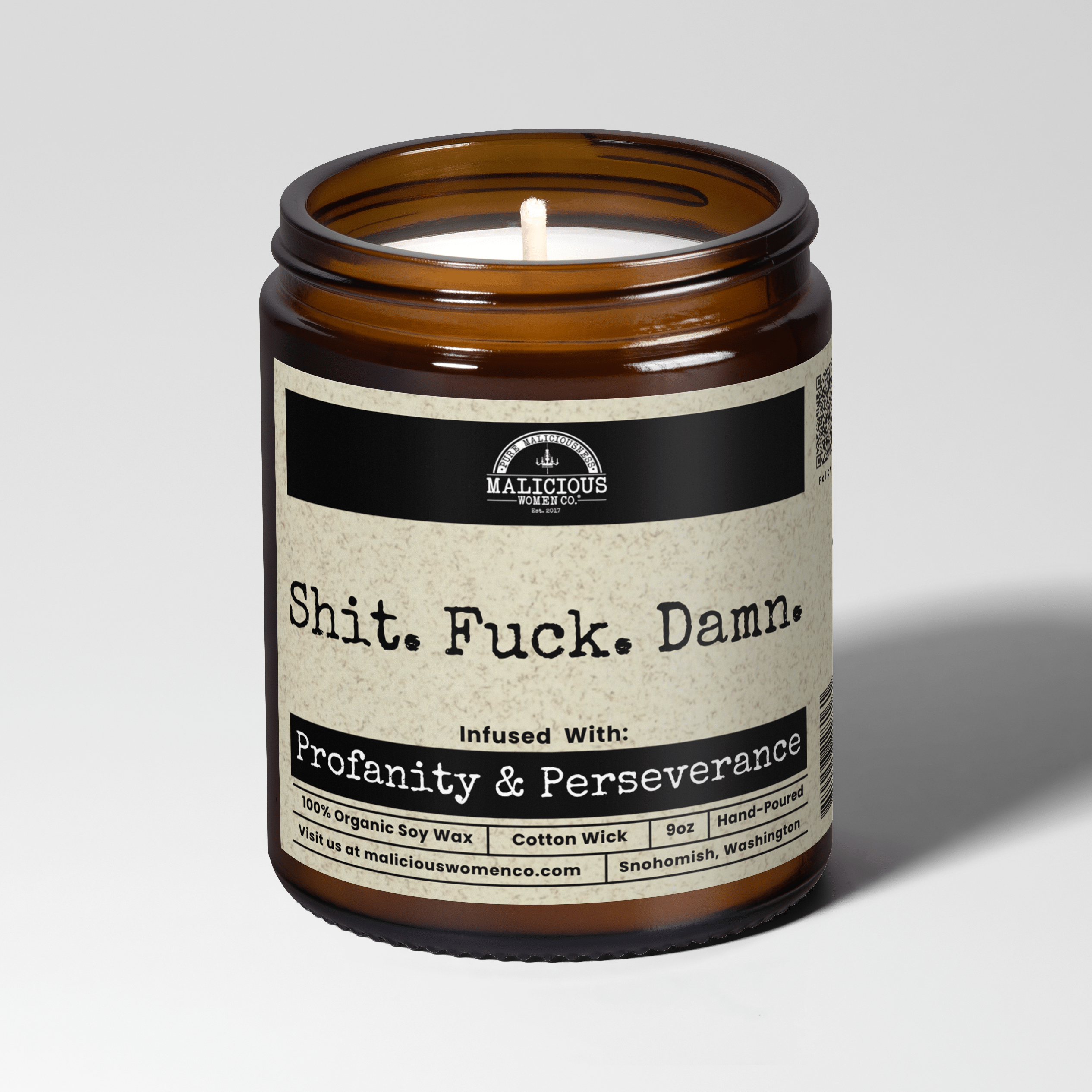Shit. Fuck. Damn. 9oz Funny Candle Malicious Women Co - Malicious Women Co. - Candles
